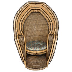 Retro Handcrafted Wicker, Rattan and Reed Peacock Chair