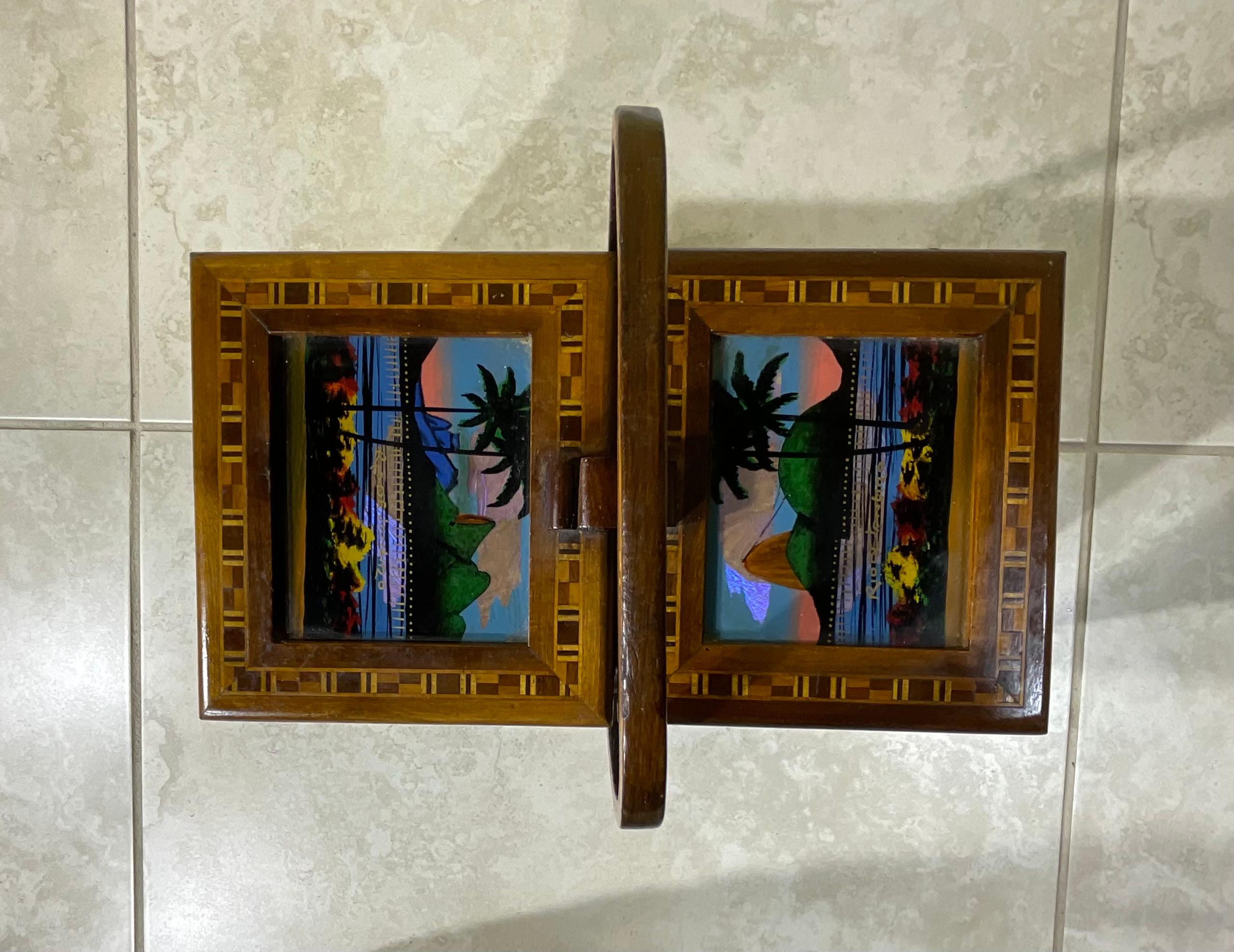 Acordeón de madera artesanal vintage para coser - Joyero en venta 3