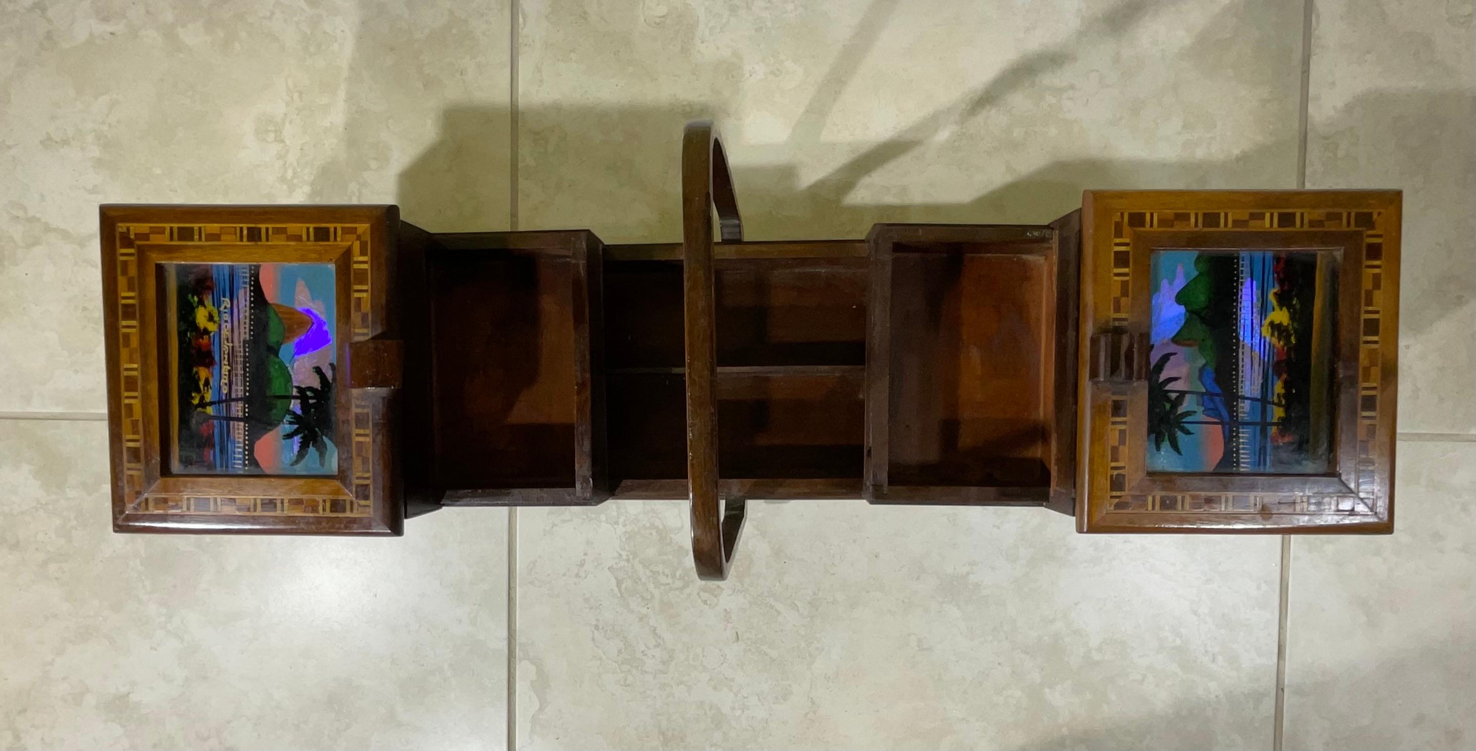 Acordeón de madera artesanal vintage para coser - Joyero en venta 6
