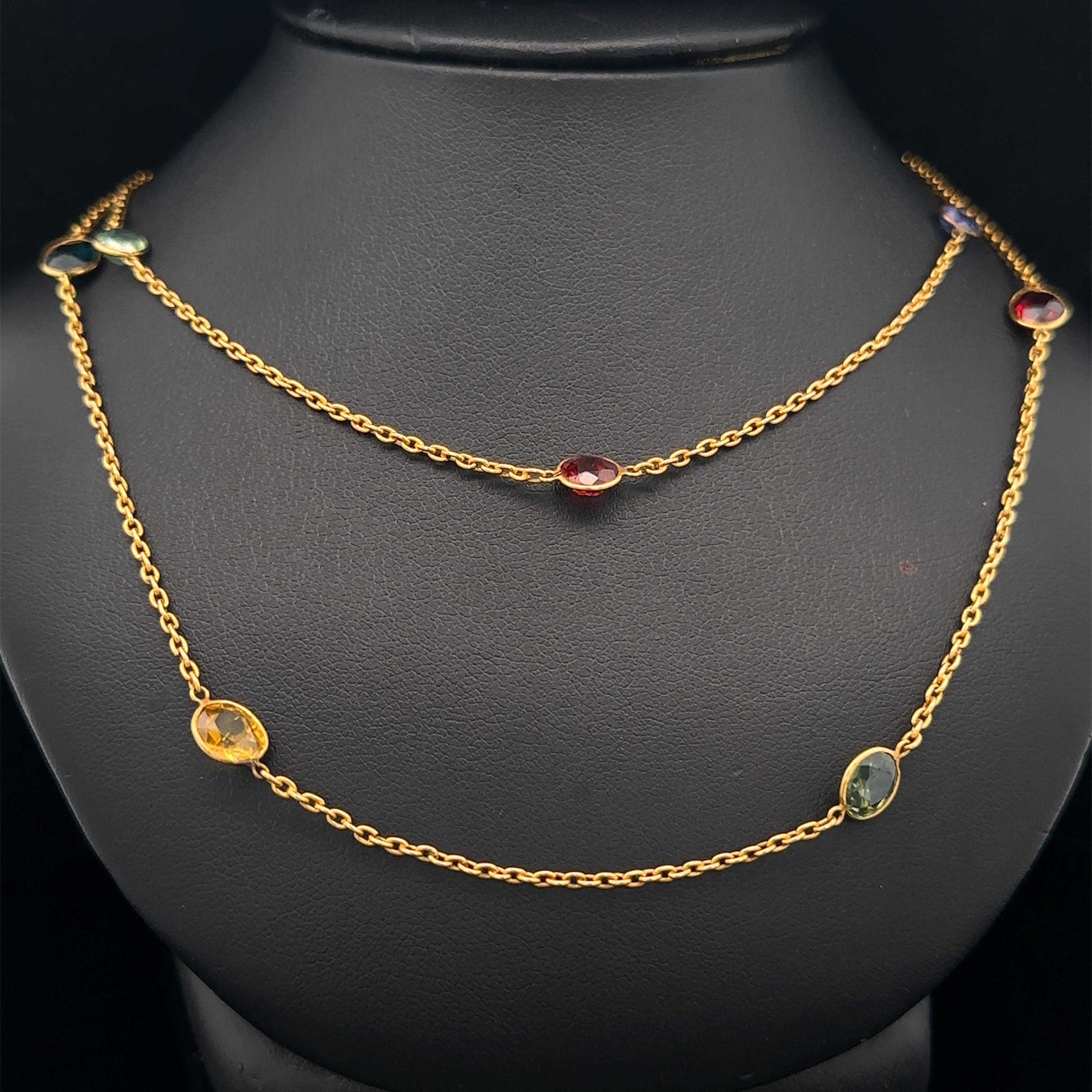 Vintage Handmade 14k Gold Multi Gemstones & Sapphire Station 38