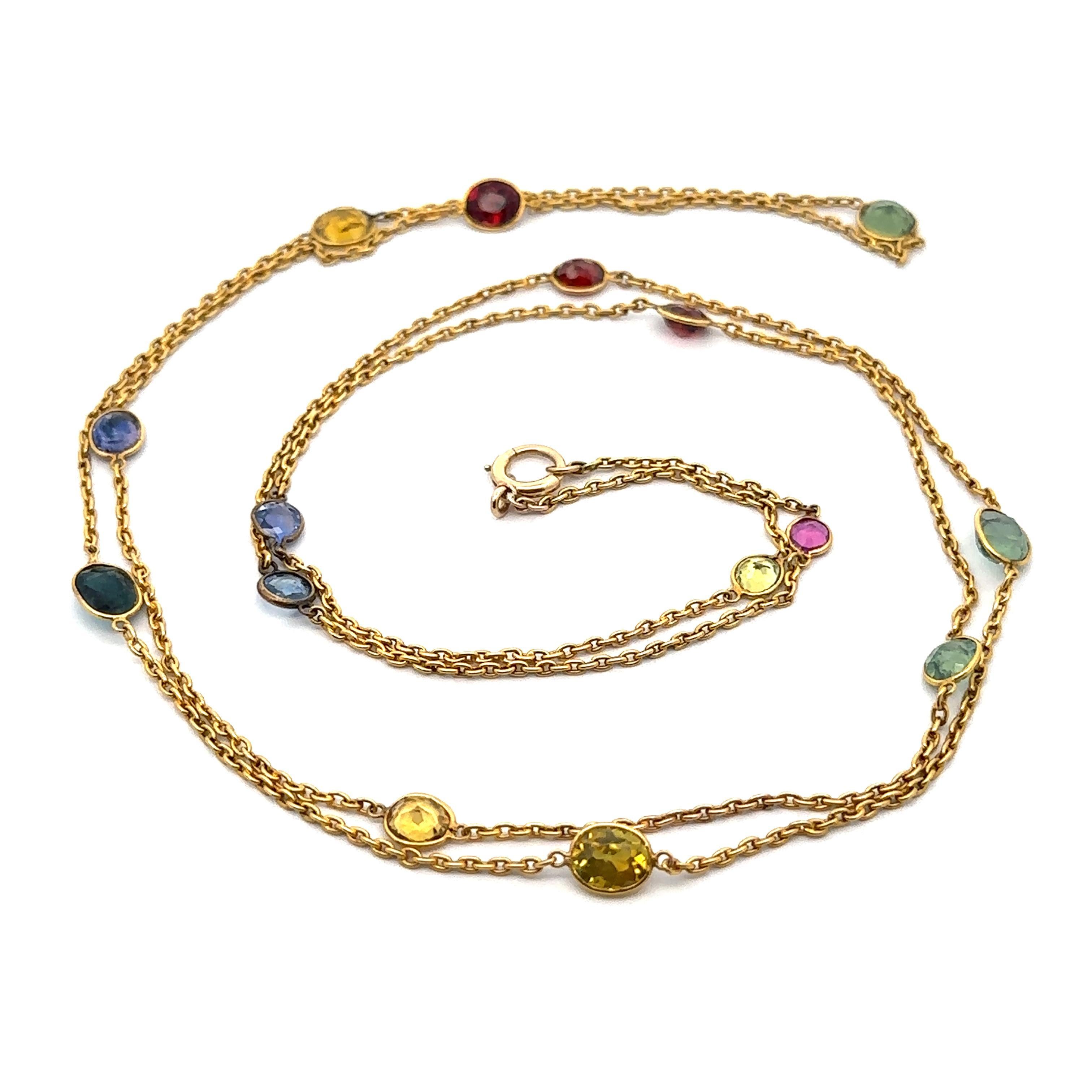 Vintage Handmade 14k Gold Multi Gemstones & Sapphire Station 38