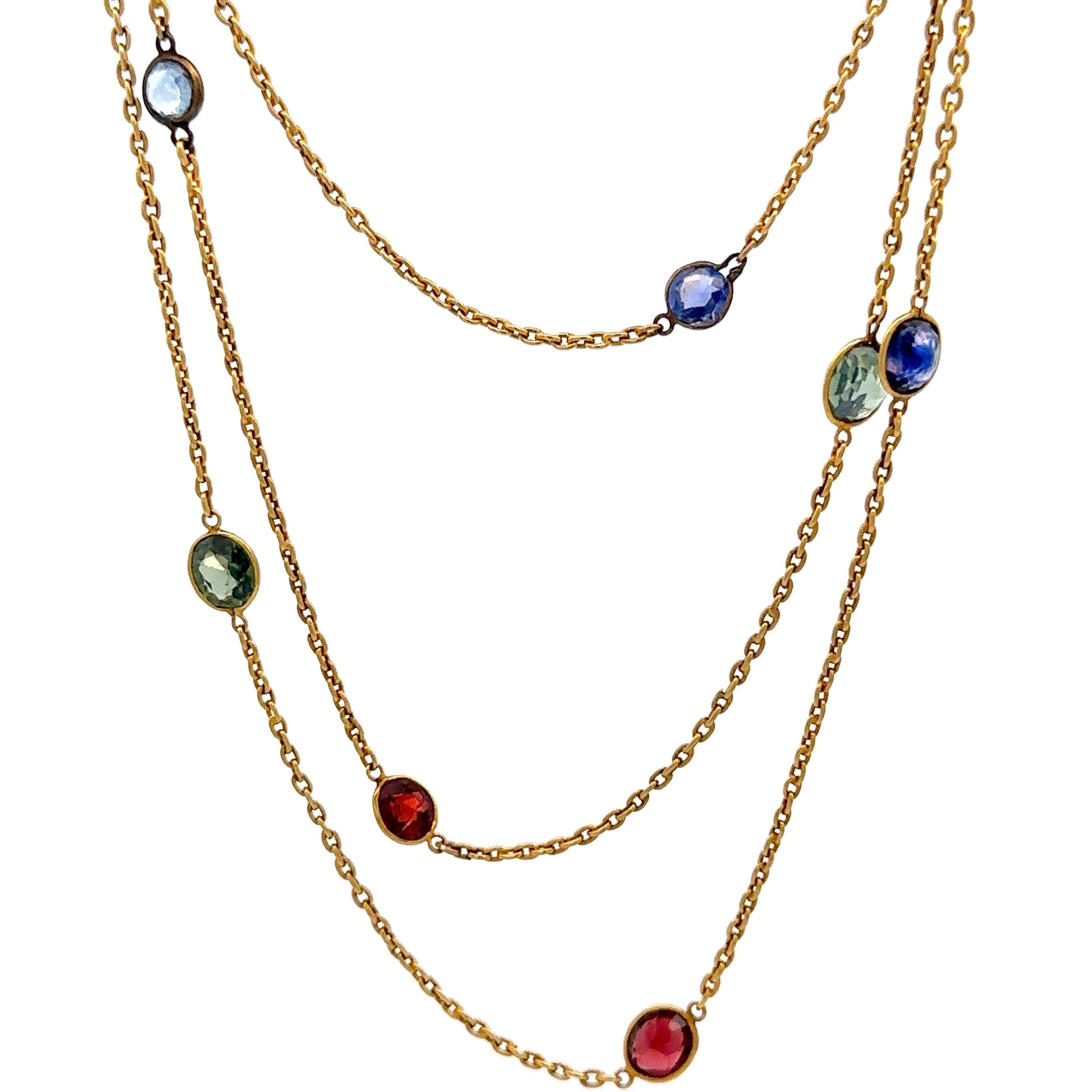 Vintage Handmade 14k Gold Multi Gemstones & Sapphire Station 38