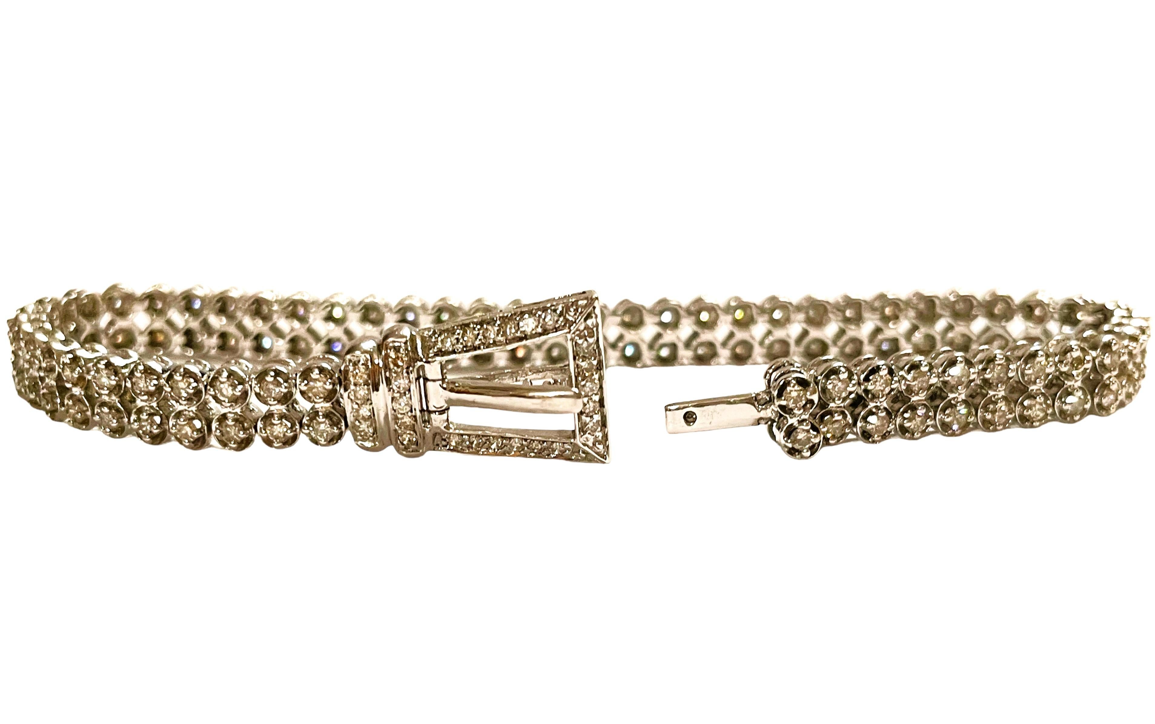 Art Deco Vintage Handmade 14k White Gold 2 Carat Diamond Buckle Bracelet with Appraisal