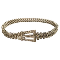 Vintage Handmade 14k White Gold 2 Carat Diamond Buckle Bracelet with Appraisal