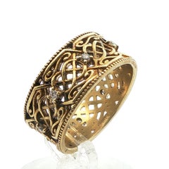 Vintage Handmade 14k Yellow Gold Natural Diamond Band