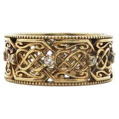Vintage Handmade 14k Yellow Gold Natural Diamond Band