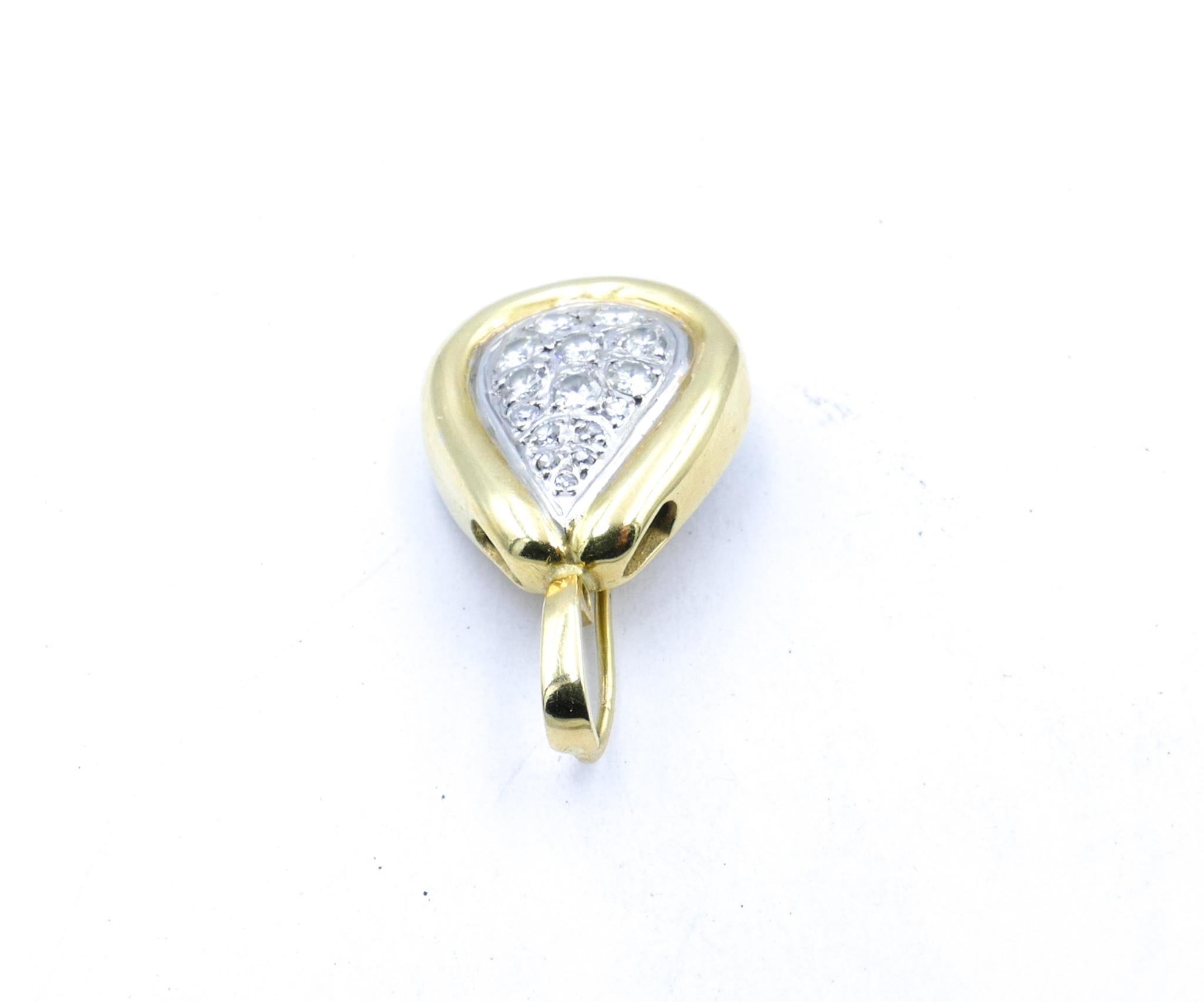 Vintage Handmade 18ct Yellow & White Gold High Level Diamond Pendant/Enhancer In Excellent Condition For Sale In Splitter's Creek, NSW