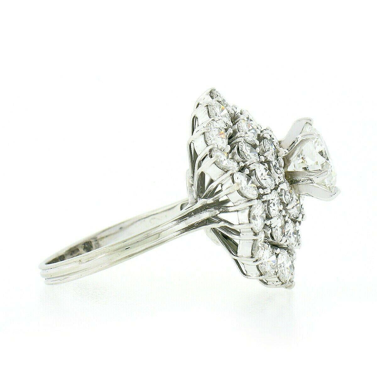 Vintage Handmade 18k White Gold 5.74ct GIA E VVS Diamond Ballerina Cocktail Ring In Excellent Condition For Sale In Montclair, NJ