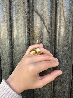 Vintage Handmade 18k Yellow Gold Brushed Open Freeform Abstract Ribbon Ring