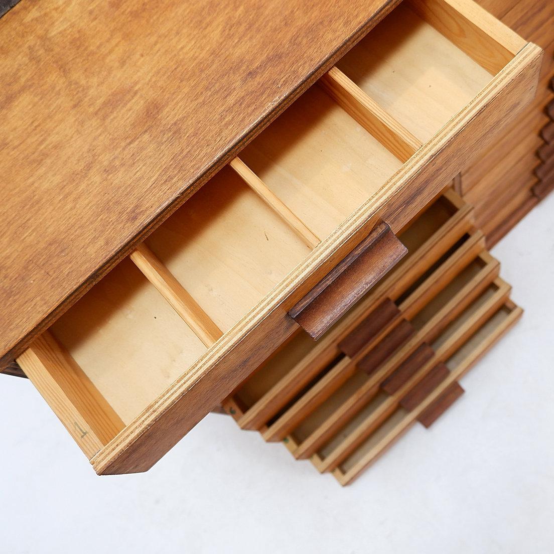 Vintage handmade 22 Drawer Wooden Flat File Cabinet For Sale 8