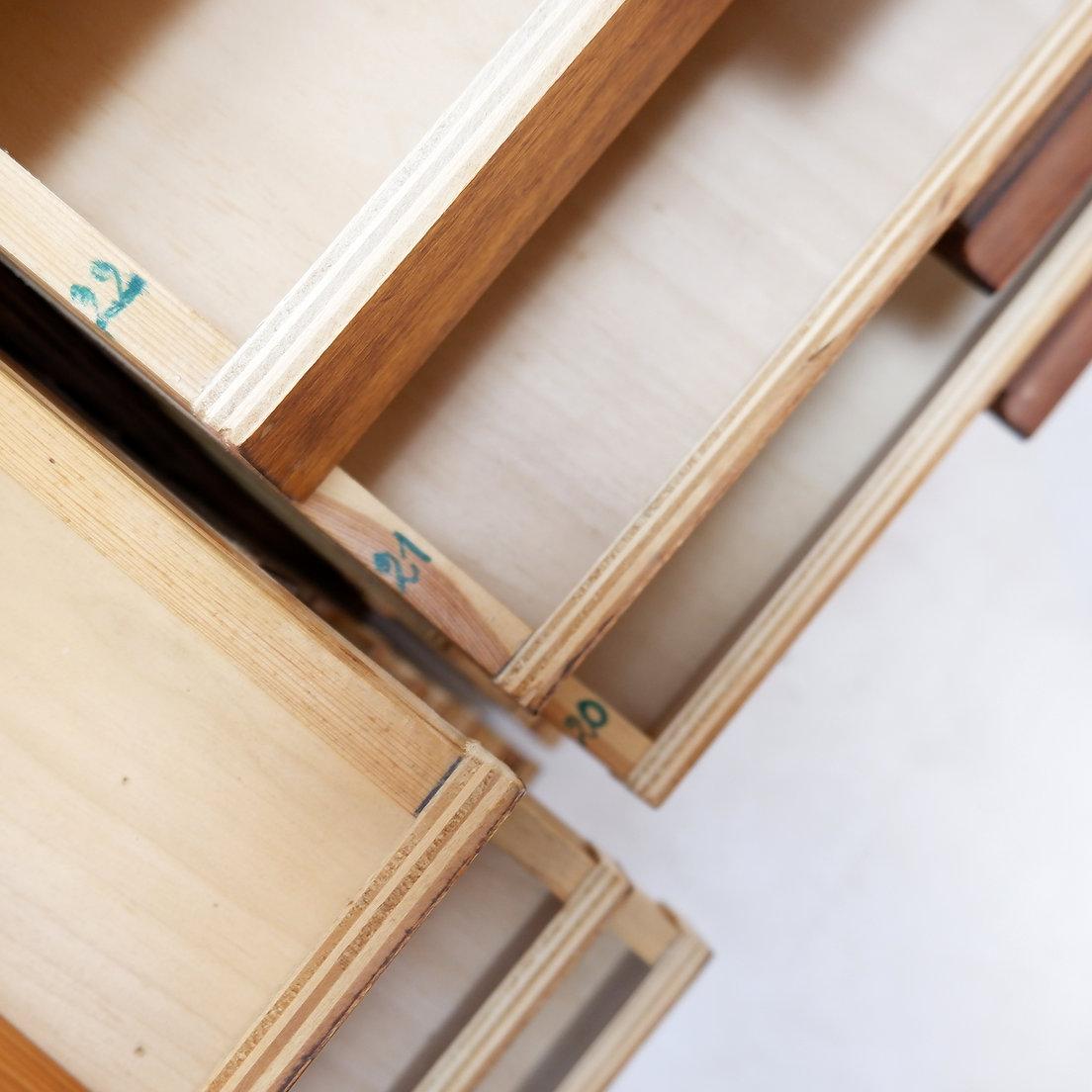20th Century Vintage handmade 22 Drawer Wooden Flat File Cabinet For Sale