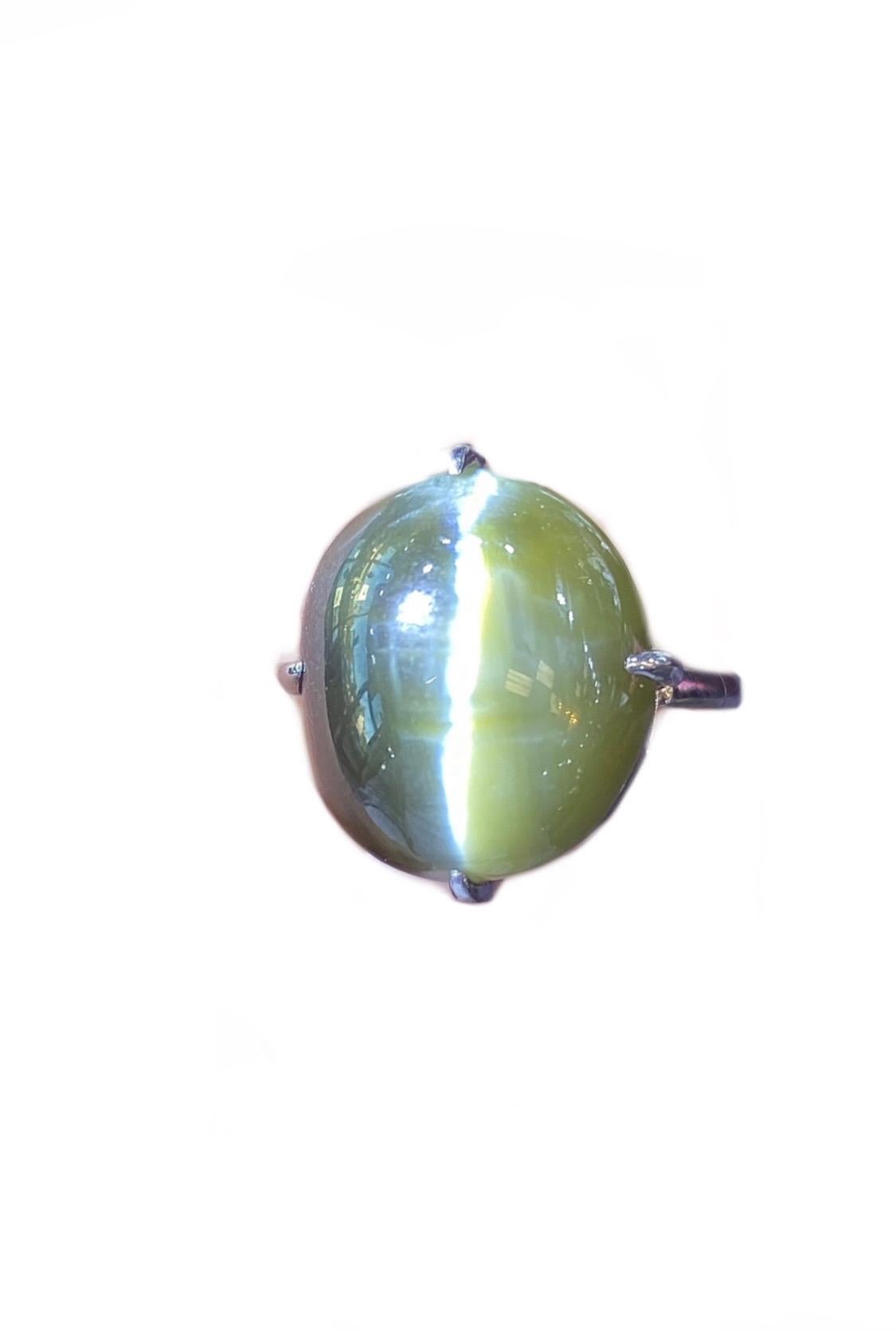 DeKara Design Rare Vintage Collection 

Metal- 90% Platinum, 10% Iridium.

Stones- GIA Certified 22.71 Carat Chrysoberyl Cat's Eye.

GIA Number 2231143044

Size- 5 3/4.  FREE SIZING!!!!

In all my years of collection diamonds, precious stones, and