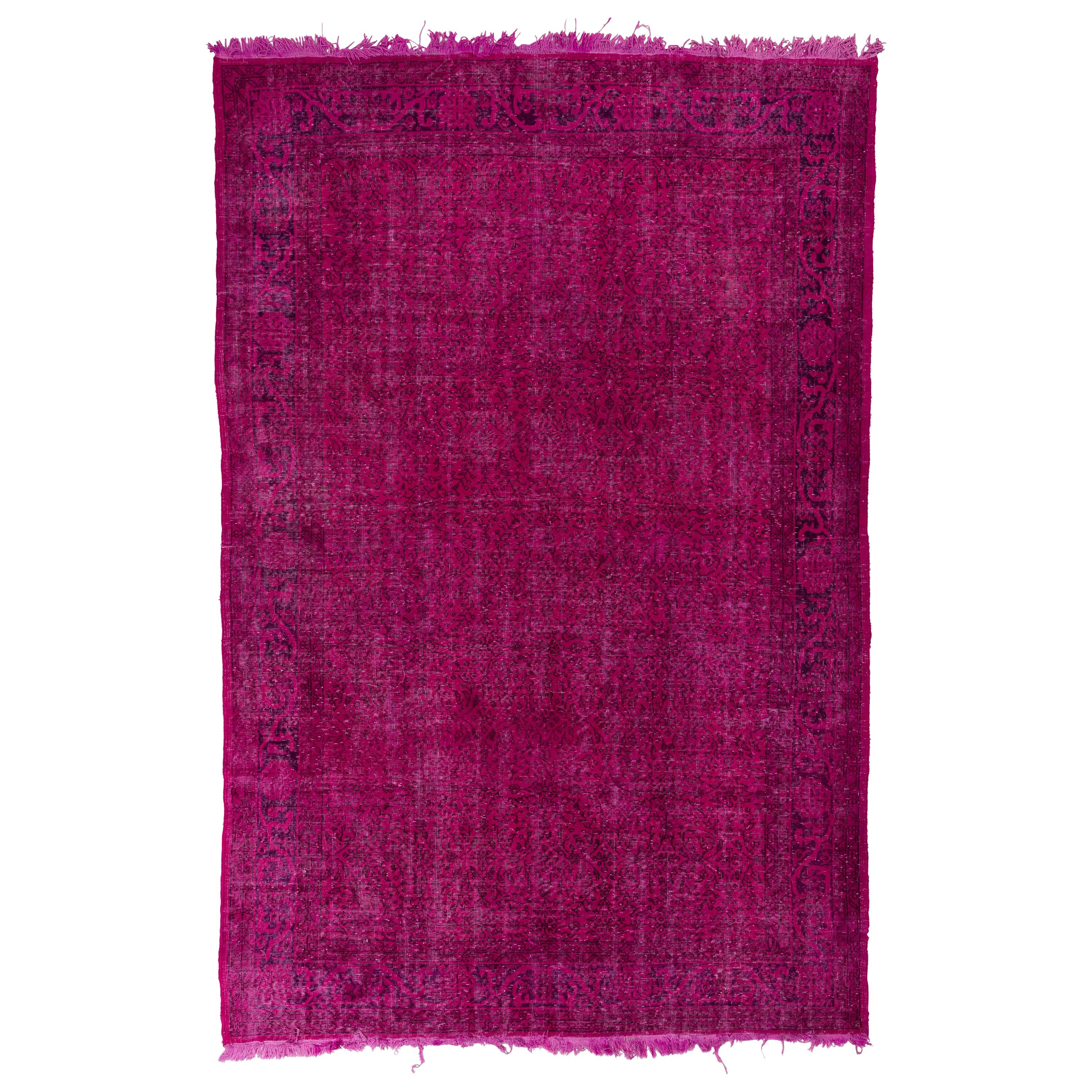 Vintage Oriental Rug Redyed in Hot Fuchsia Pink at 1stDibs