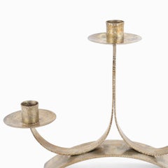 Vintage Handmade Art Deco Candlestick in Silver Plated Brass, Germany, 1930s