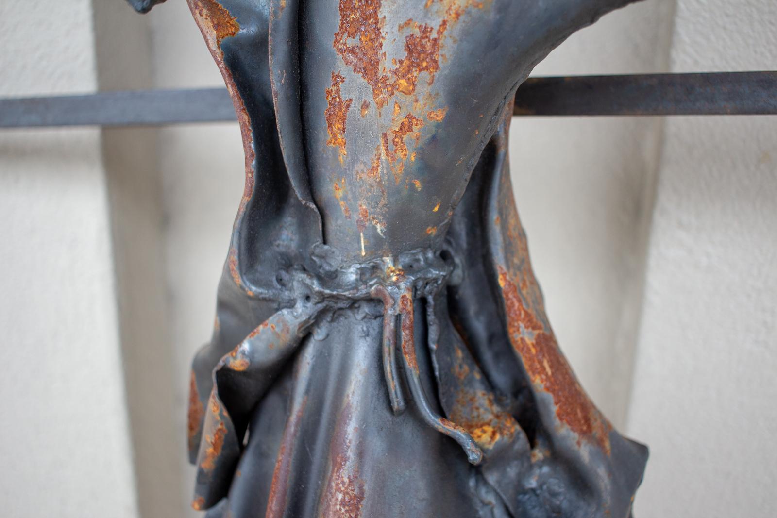 Vintage Handmade Belgian Iron Crucifix Art Found in Brussels 8