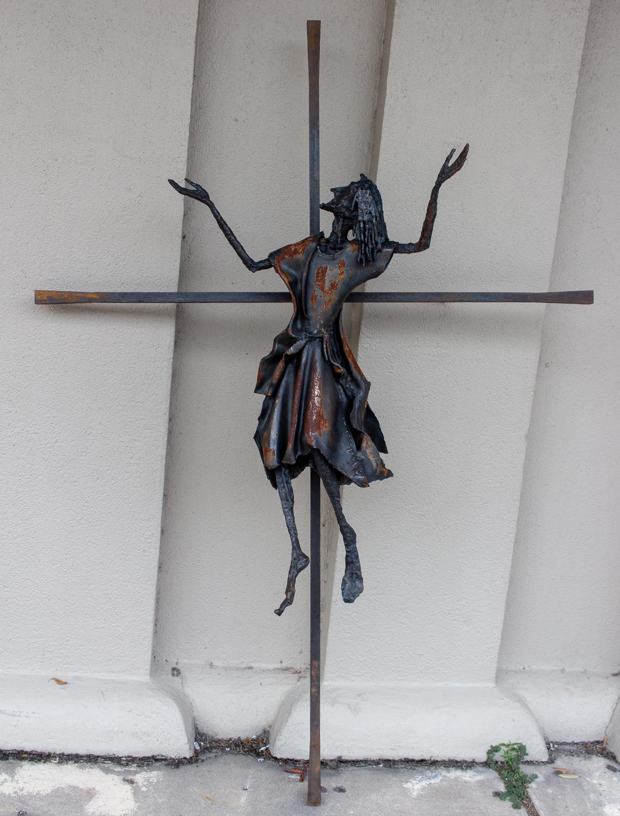 Vintage Handmade Belgian Iron Crucifix Art Found in Brussels 10