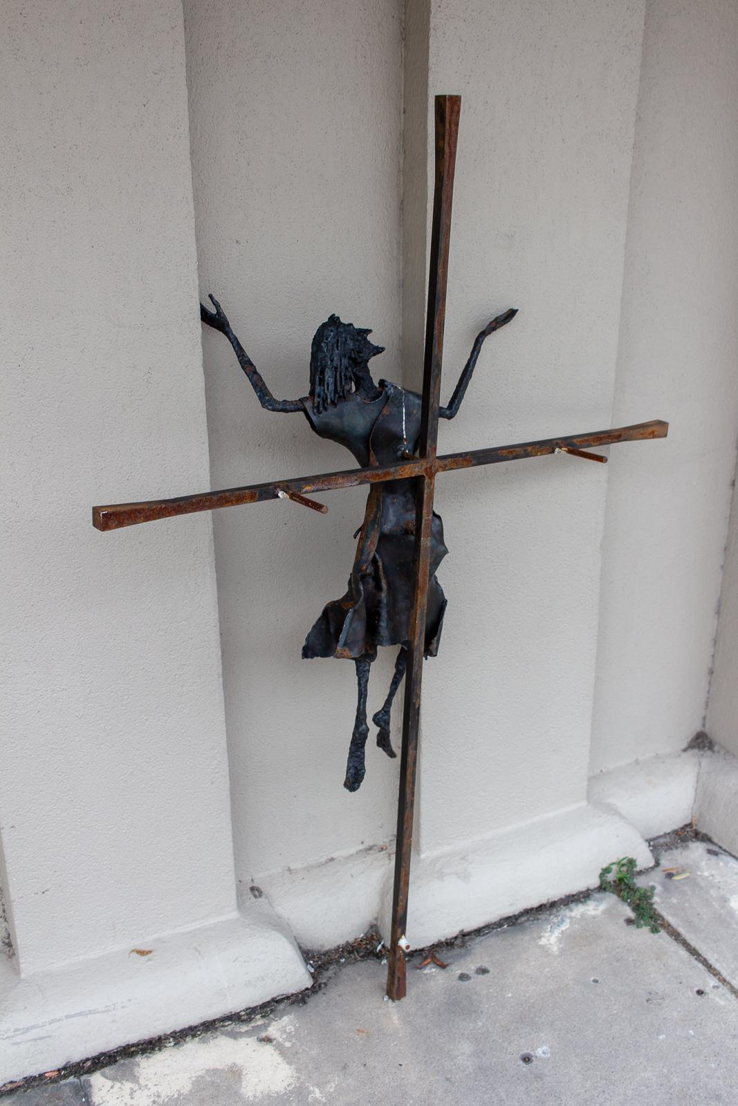 Vintage Handmade Belgian Iron Crucifix Art Found in Brussels 11