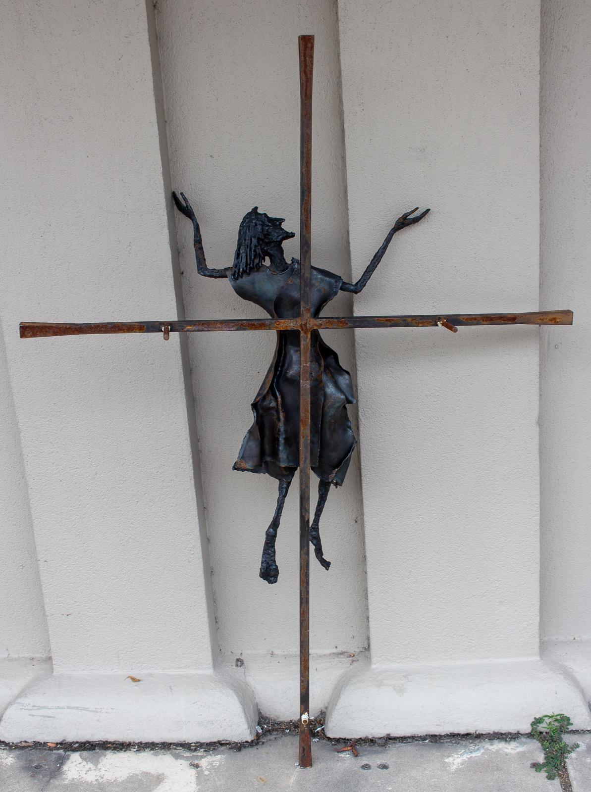 Vintage Handmade Belgian Iron Crucifix Art Found in Brussels 12