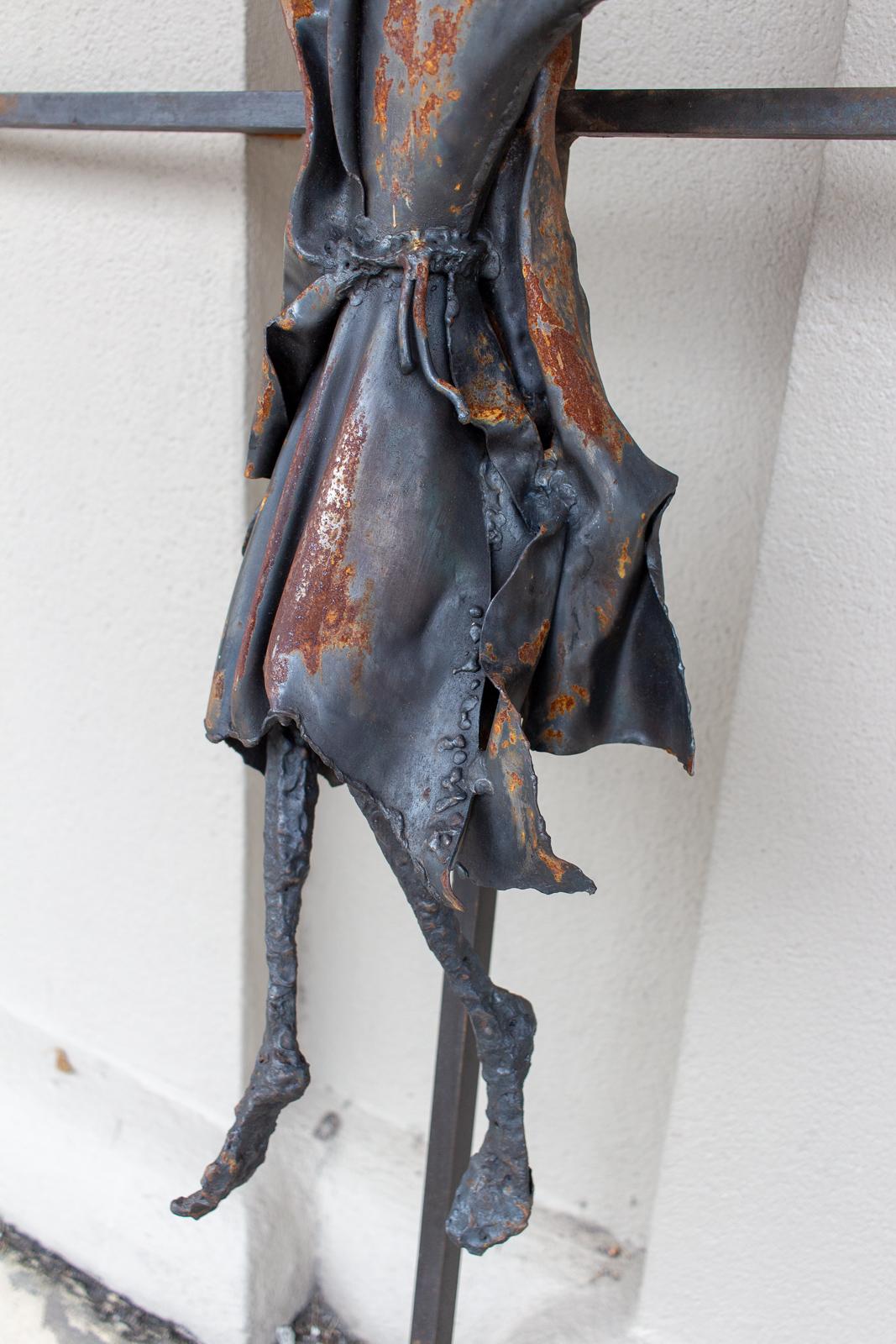 Vintage Handmade Belgian Iron Crucifix Art Found in Brussels 1