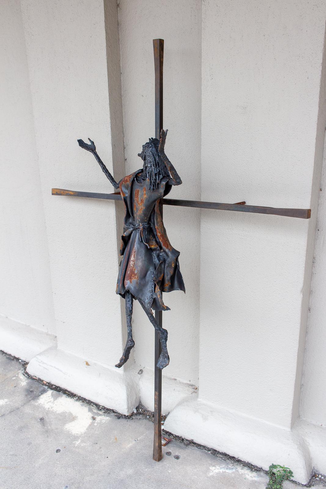 Vintage Handmade Belgian Iron Crucifix Art Found in Brussels 2
