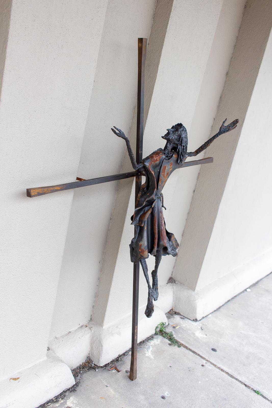 Vintage Handmade Belgian Iron Crucifix Art Found in Brussels 3