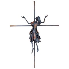 Vintage Handmade Belgian Iron Crucifix Art Found in Brussels