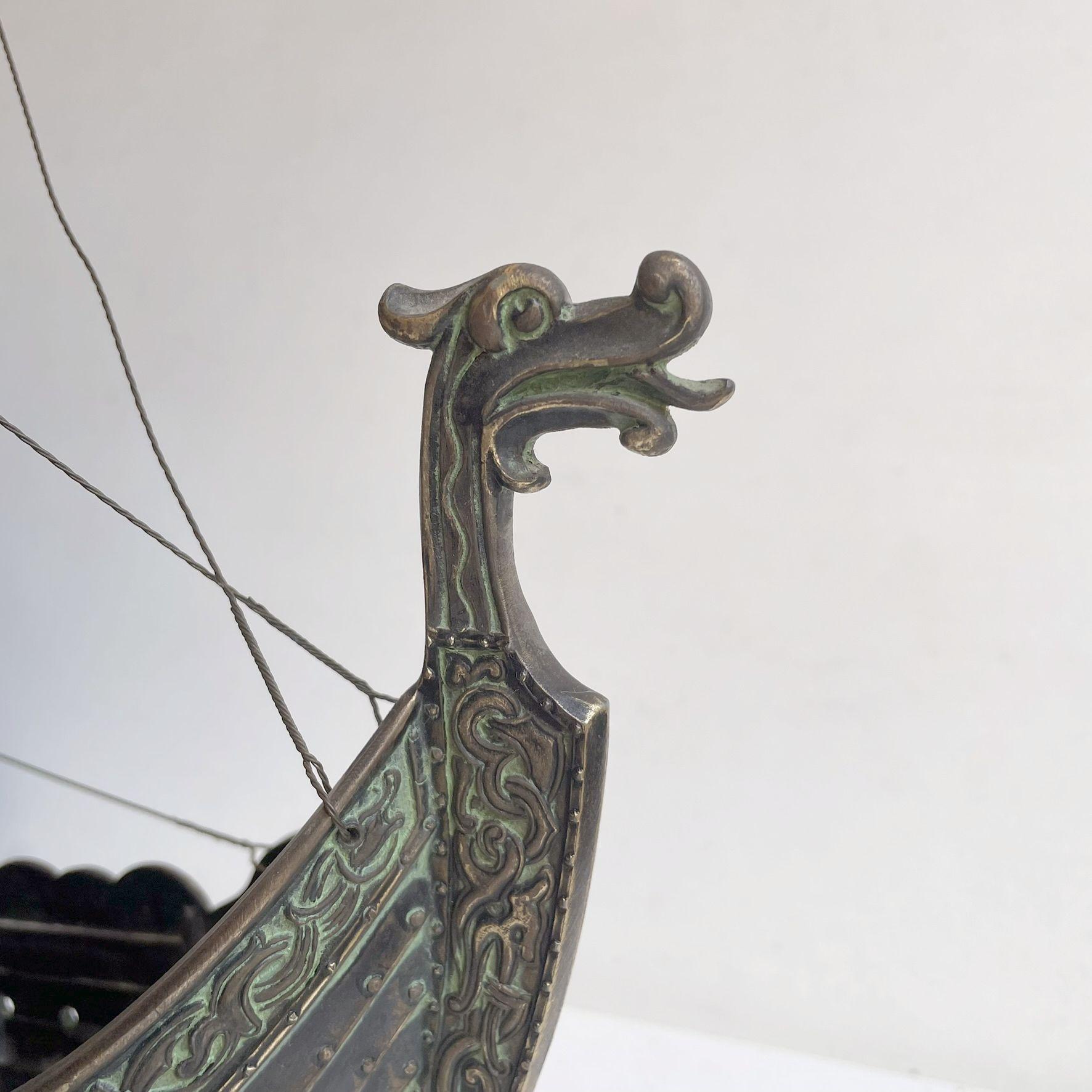 Vintage Handmade Bronze Viking Ship by Edward Aagaard for Copenhagen Iron Art For Sale 5
