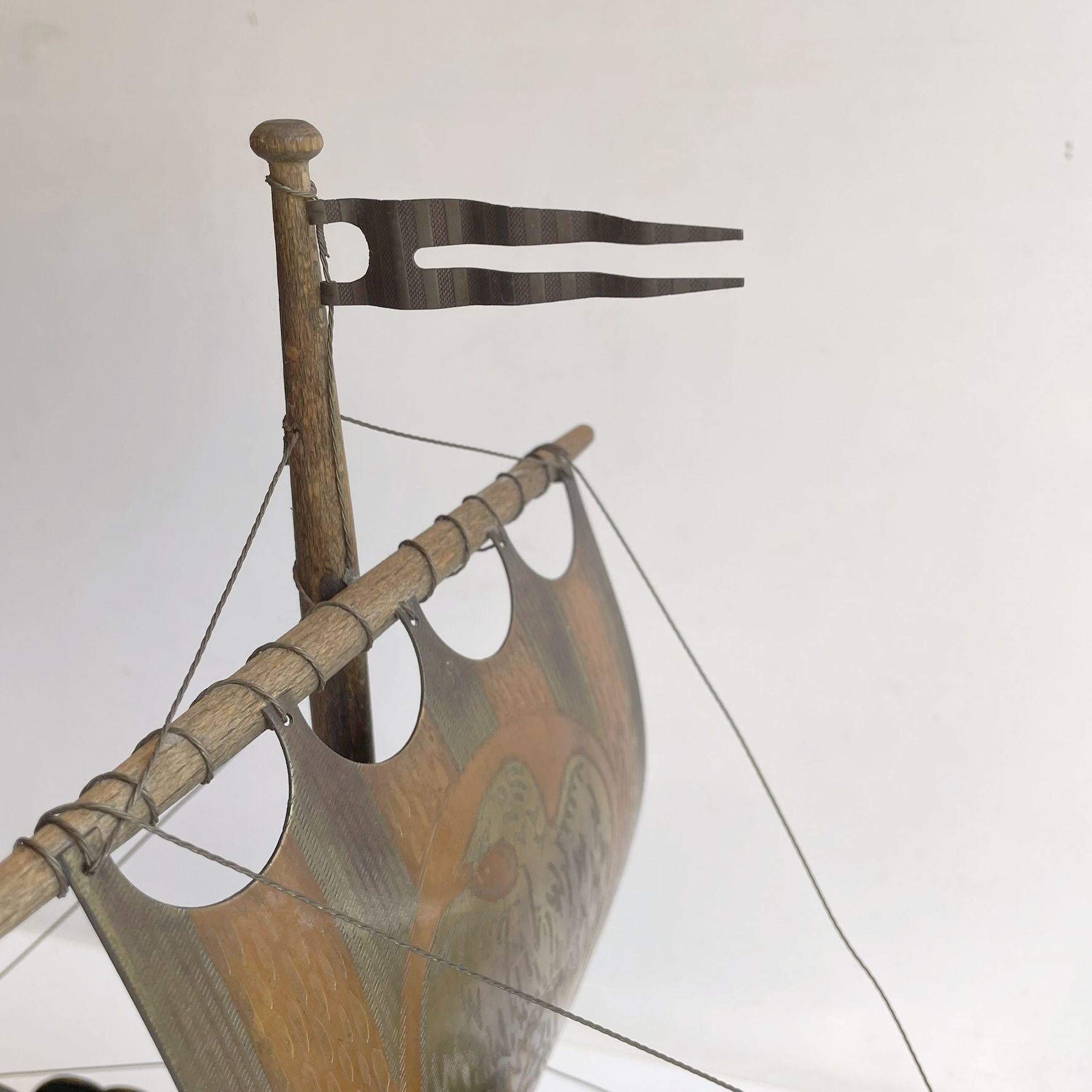 Vintage Handmade Bronze Viking Ship by Edward Aagaard for Copenhagen Iron Art For Sale 6