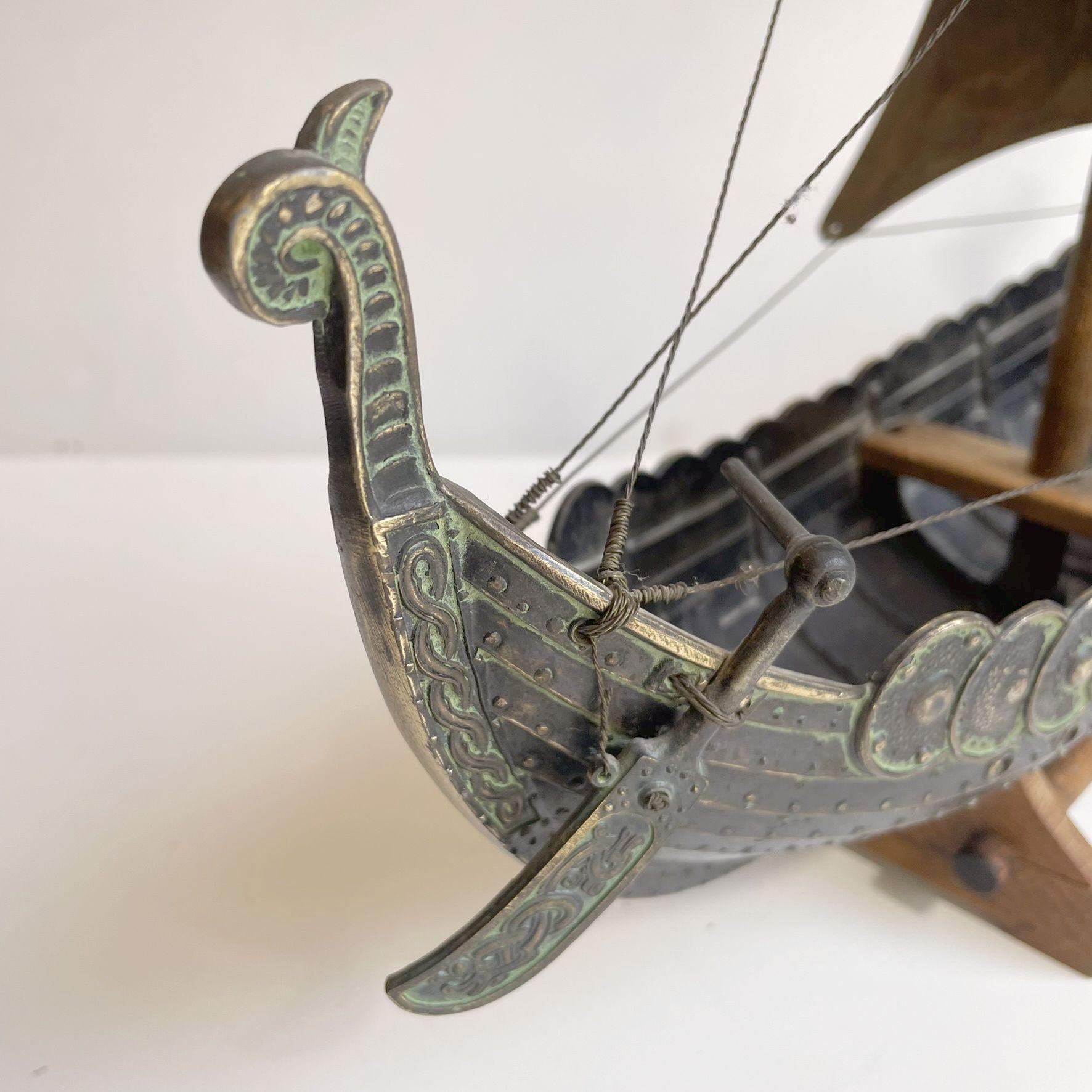 Vintage Handmade Bronze Viking Ship by Edward Aagaard for Copenhagen Iron Art For Sale 7