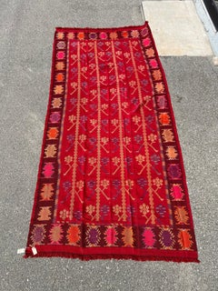 Vintage Handmade Bulgarian Thracian Kilim Flat Weave Rug c. Early 20th Century