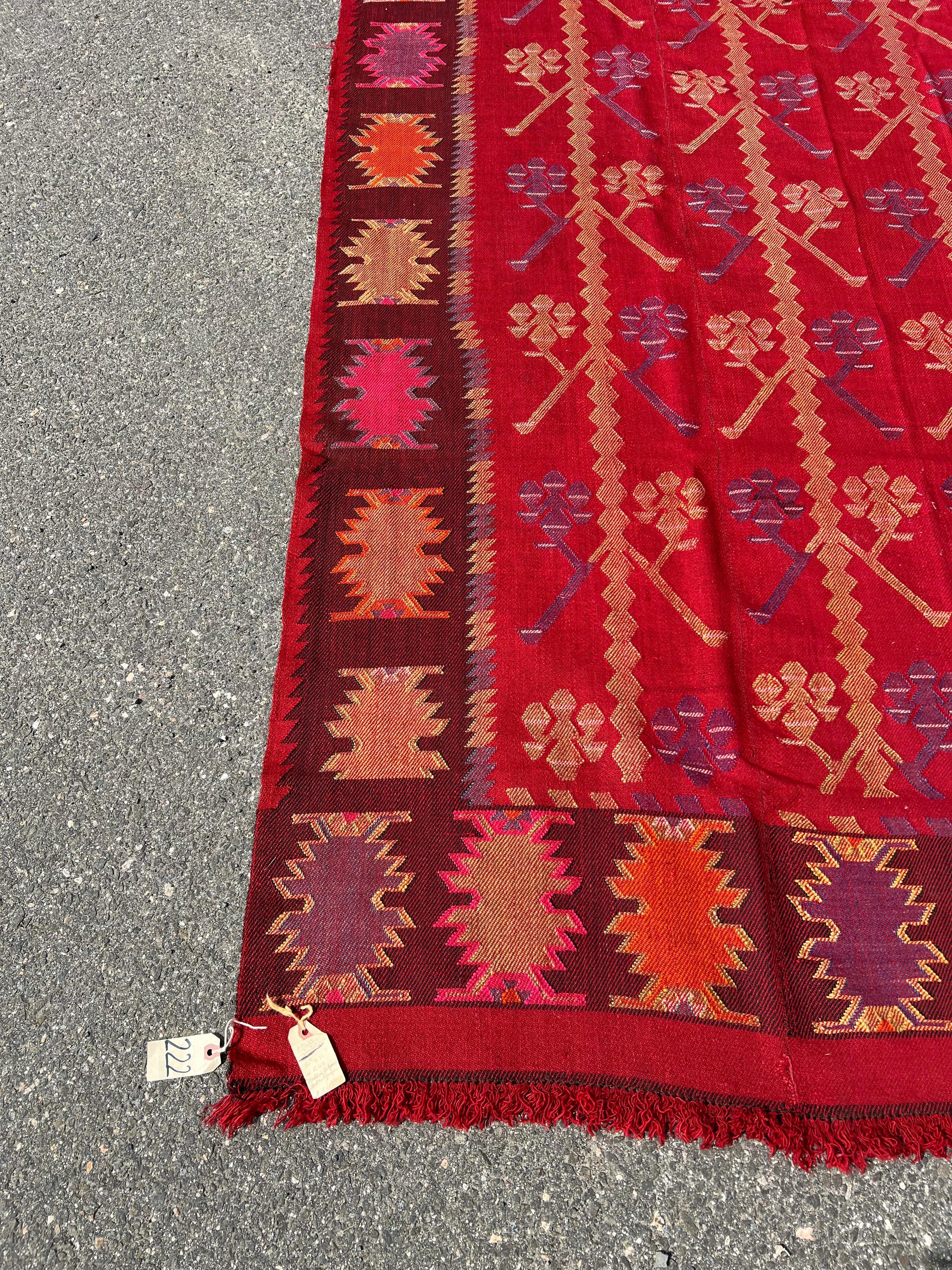 Alfombra búlgara vintage hecha a mano de tejido plano Kilim de Tracia c. Principios del siglo XX en Bueno estado para la venta en Westfield, MA