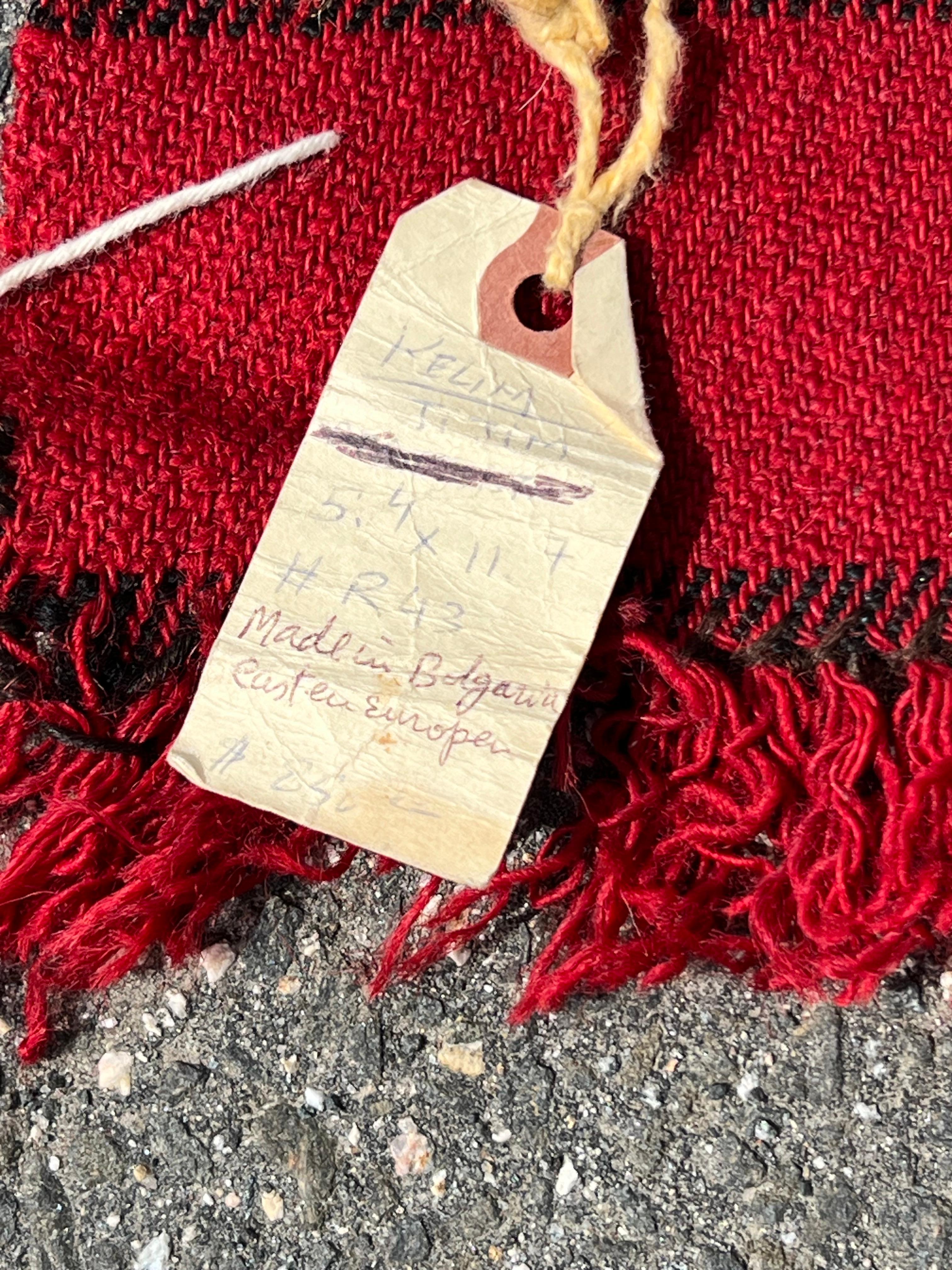 Alfombra búlgara vintage hecha a mano de tejido plano Kilim de Tracia c. Principios del siglo XX en venta 1