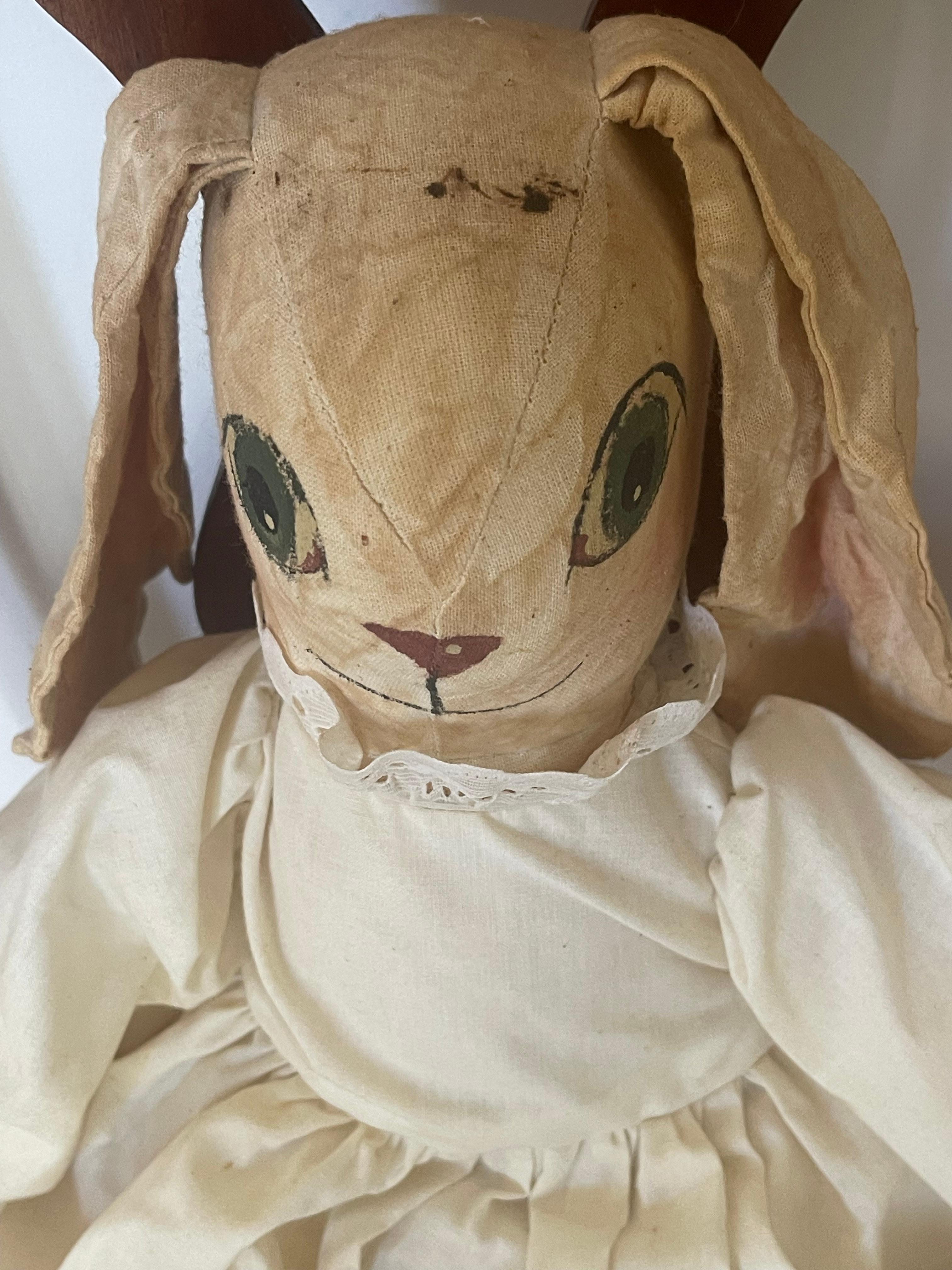 American Craftsman Vintage Handmade Bunny Rabbit Doll For Sale
