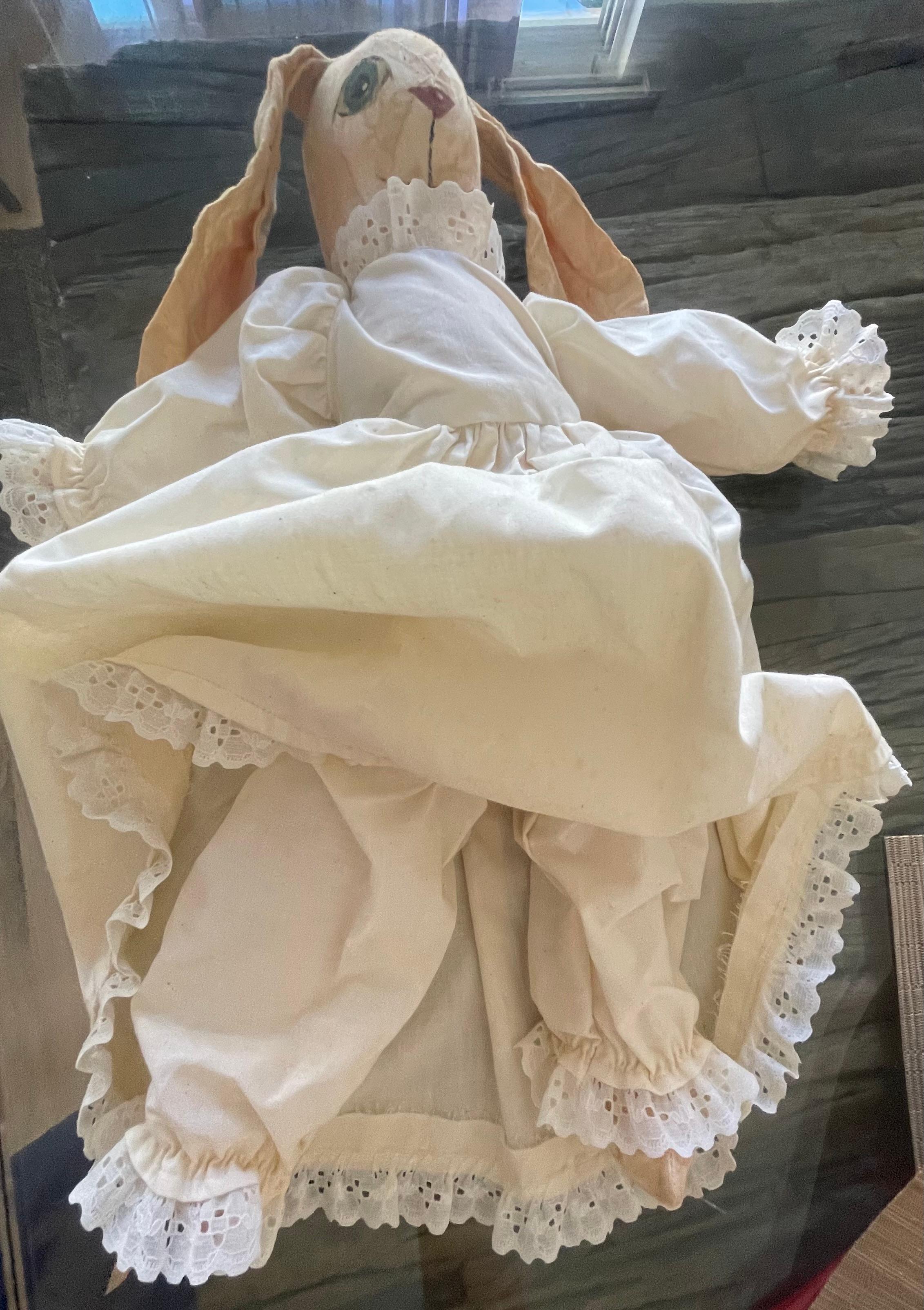 Vintage Handmade Bunny Rabbit Doll In Good Condition For Sale In Boca Raton, FL