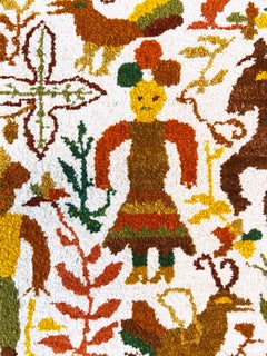 Vintage Handmade 'Caballito' Folklore Rug by Olga Fisch, Ecuador, circa 1950s