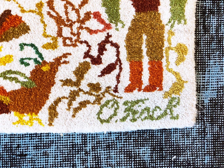 Vintage Handmade 'Caballito' Folklore Rug by Olga Fisch, Ecuador, circa ...