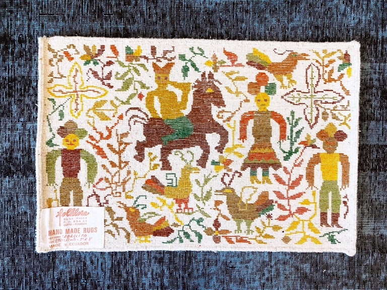 Vintage Handmade 'Caballito' Folklore Rug by Olga Fisch, Ecuador, circa ...