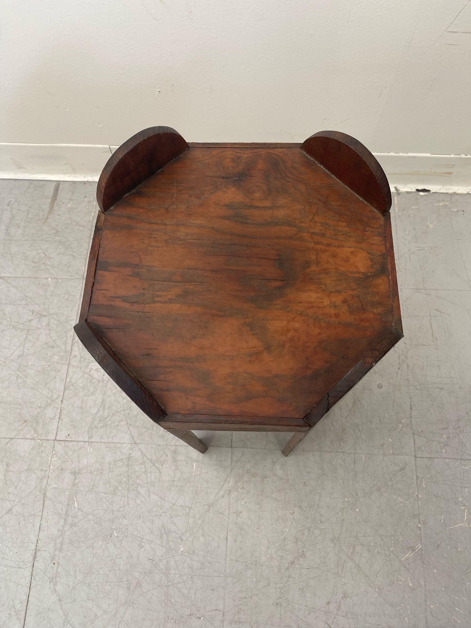 Vintage Handmade Carved Wood Petite Side Table. For Sale 2