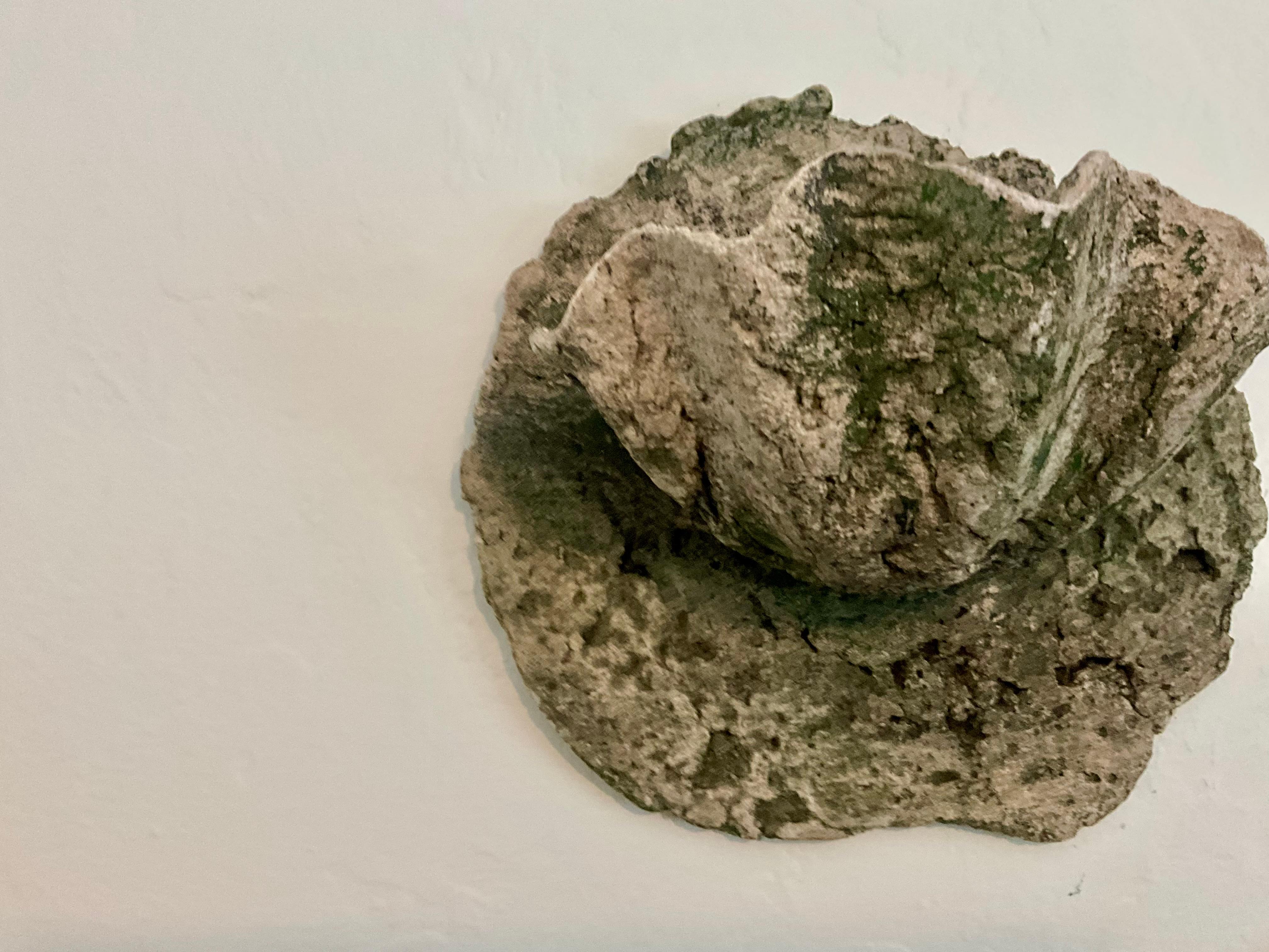 Hand-Crafted Vintage Handmade Cast Stone Concrete Wall Planters - Clam Shell Design For Sale