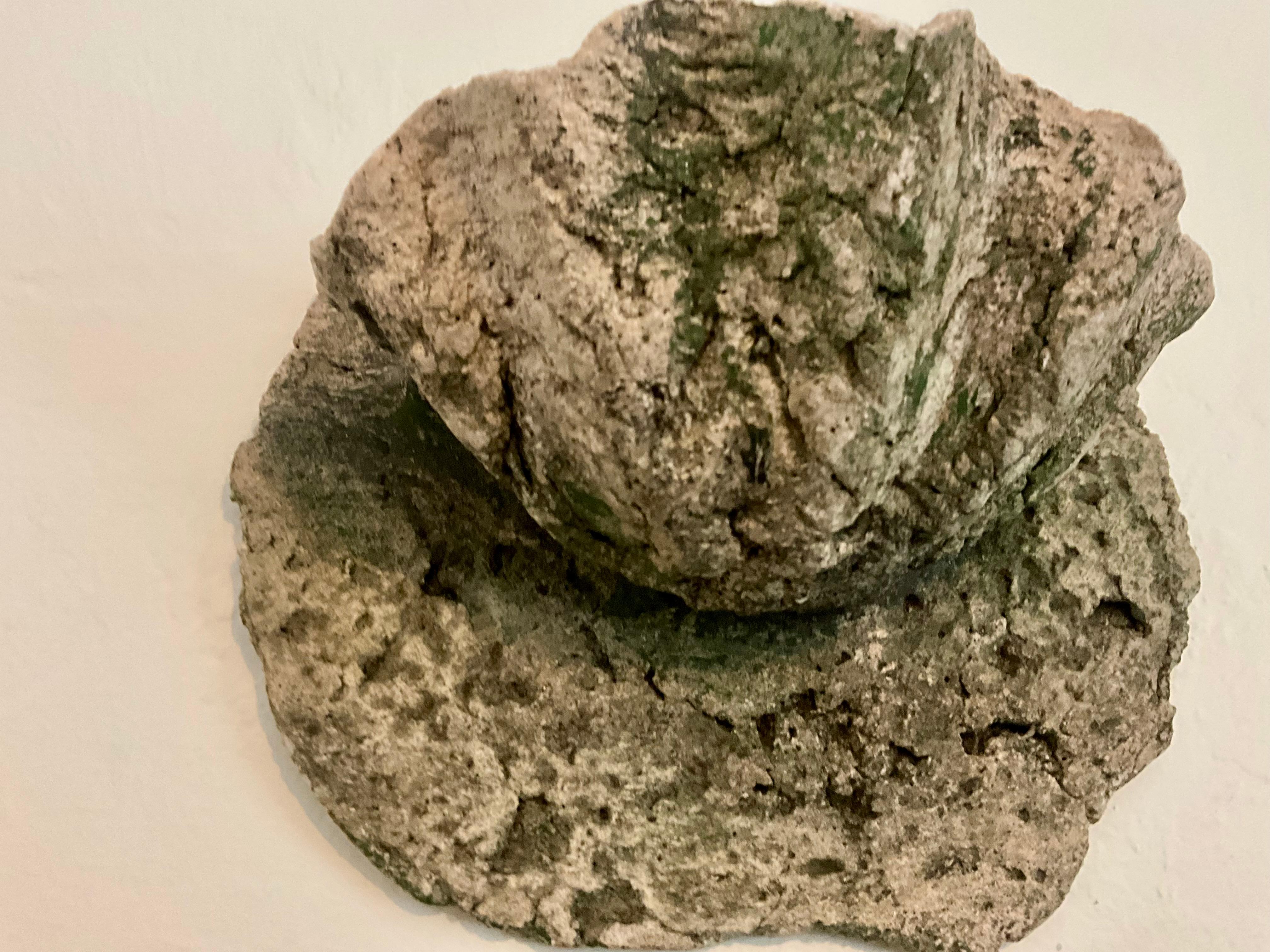 Vintage Handmade Cast Stone Concrete Wall Planters - Clam Shell Design For Sale 2