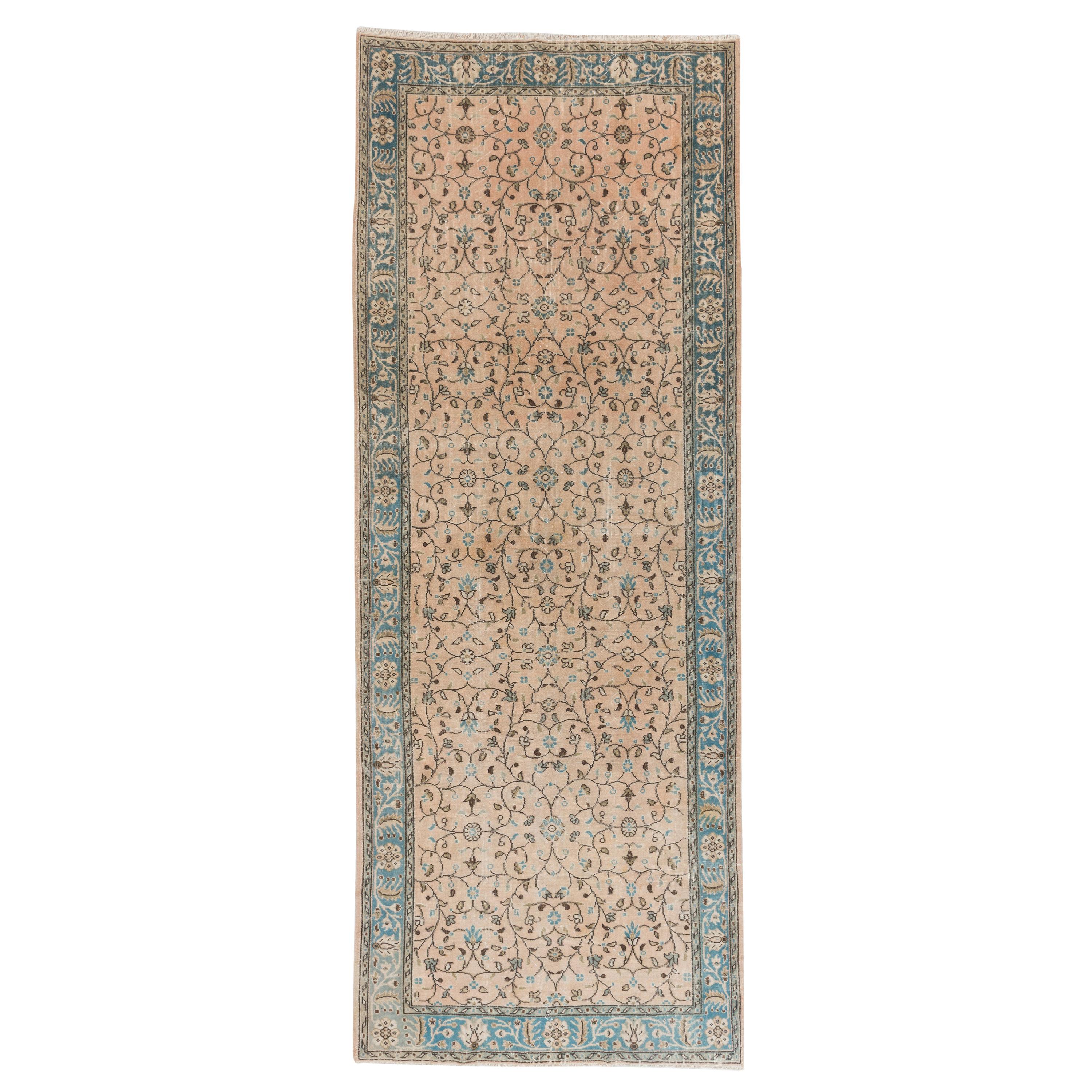 5x13 Ft Vintage Handmade Central Anatolian Runner Rug with Floral Design For Sale