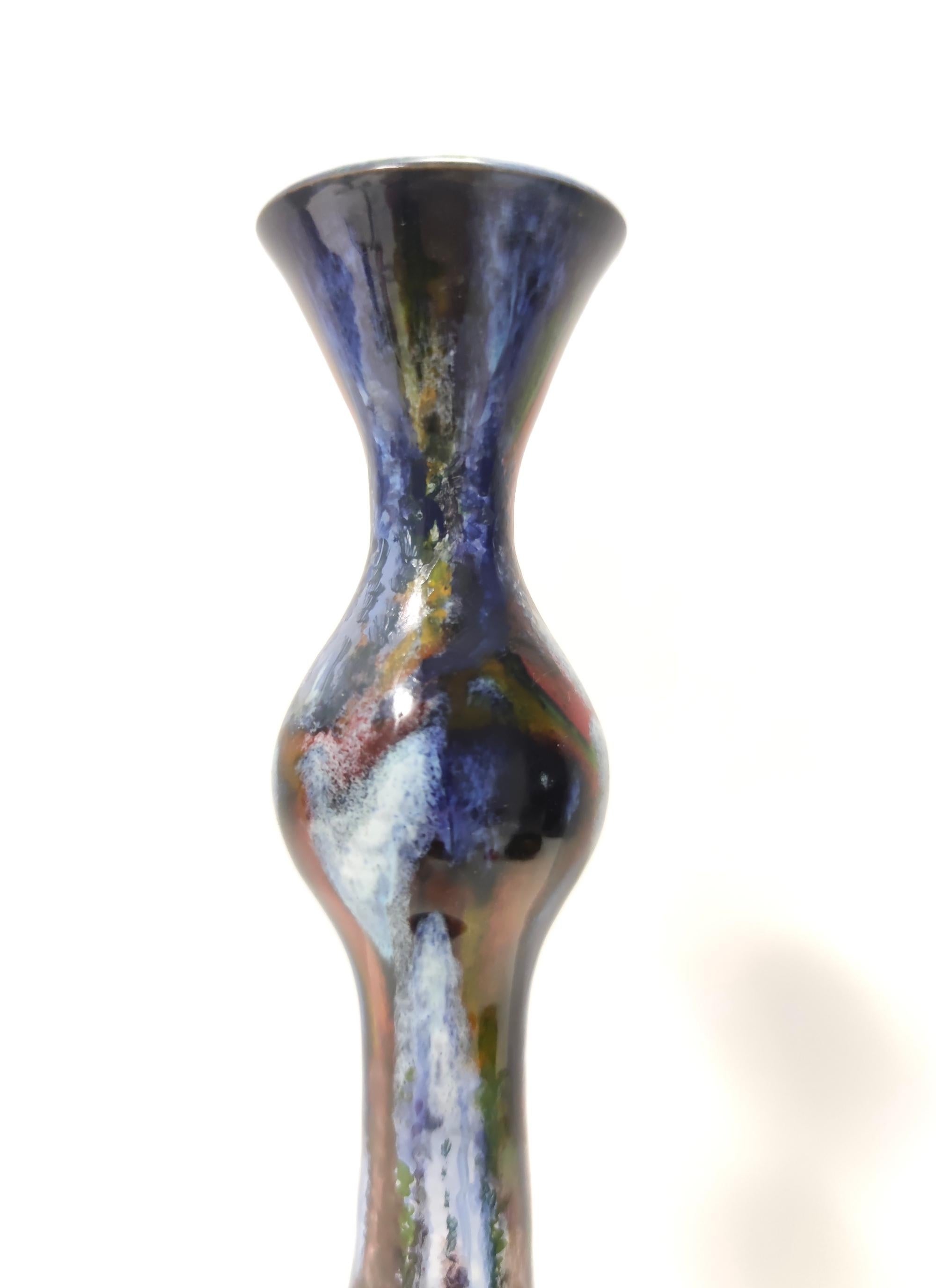 Vernissé Vase tulipe vintage en céramique fait à la main par Giovanni Poggi pour San Giorgio, Italie en vente