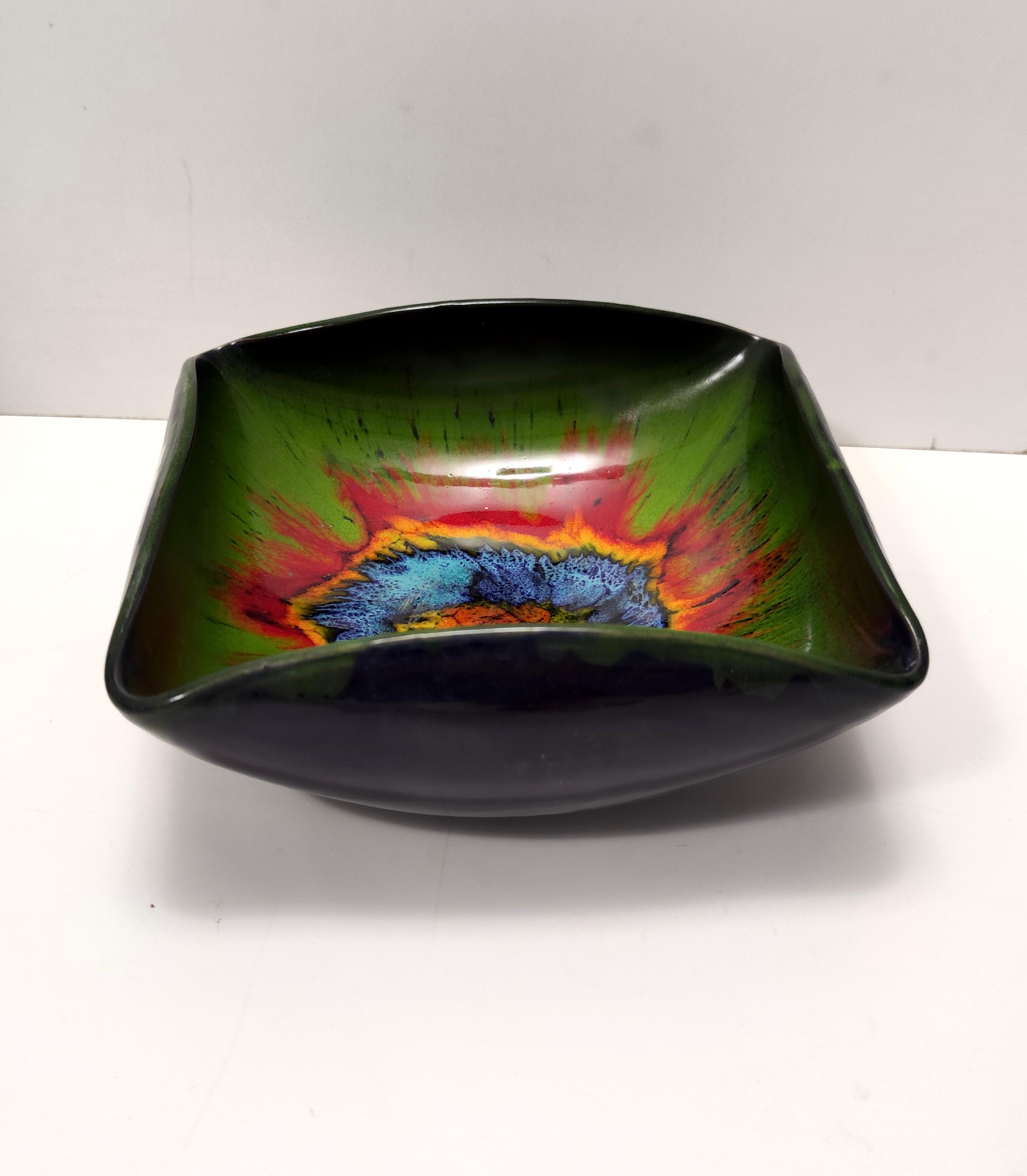 Mid-Century moderno Vide Poche in ceramica nera e verde fatte a mano da Giovanni Poggi per San Giorgio in vendita