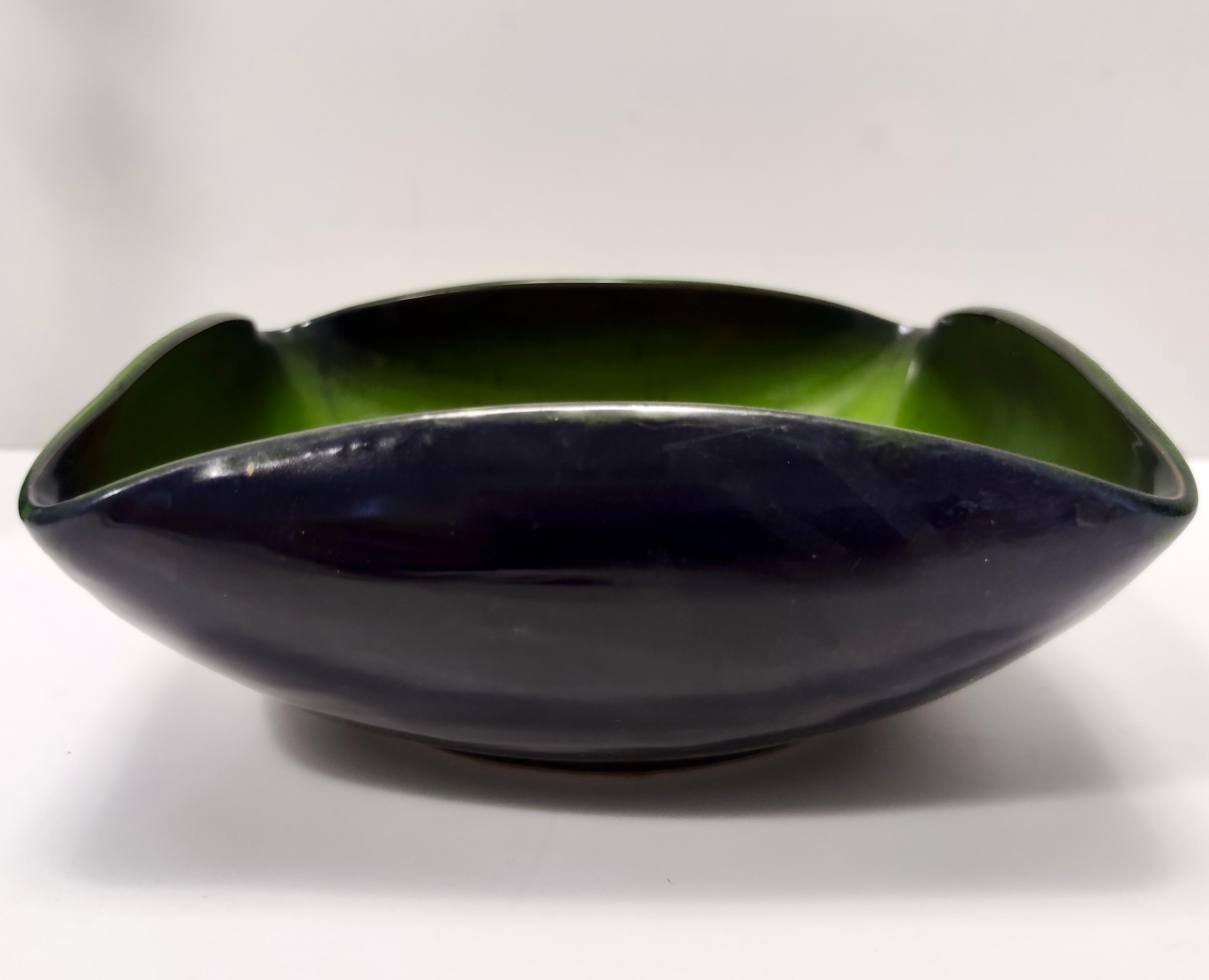 Glazed Handmade Black and Green Ceramic Vide Poche by Giovanni Poggi for San Giorgio For Sale