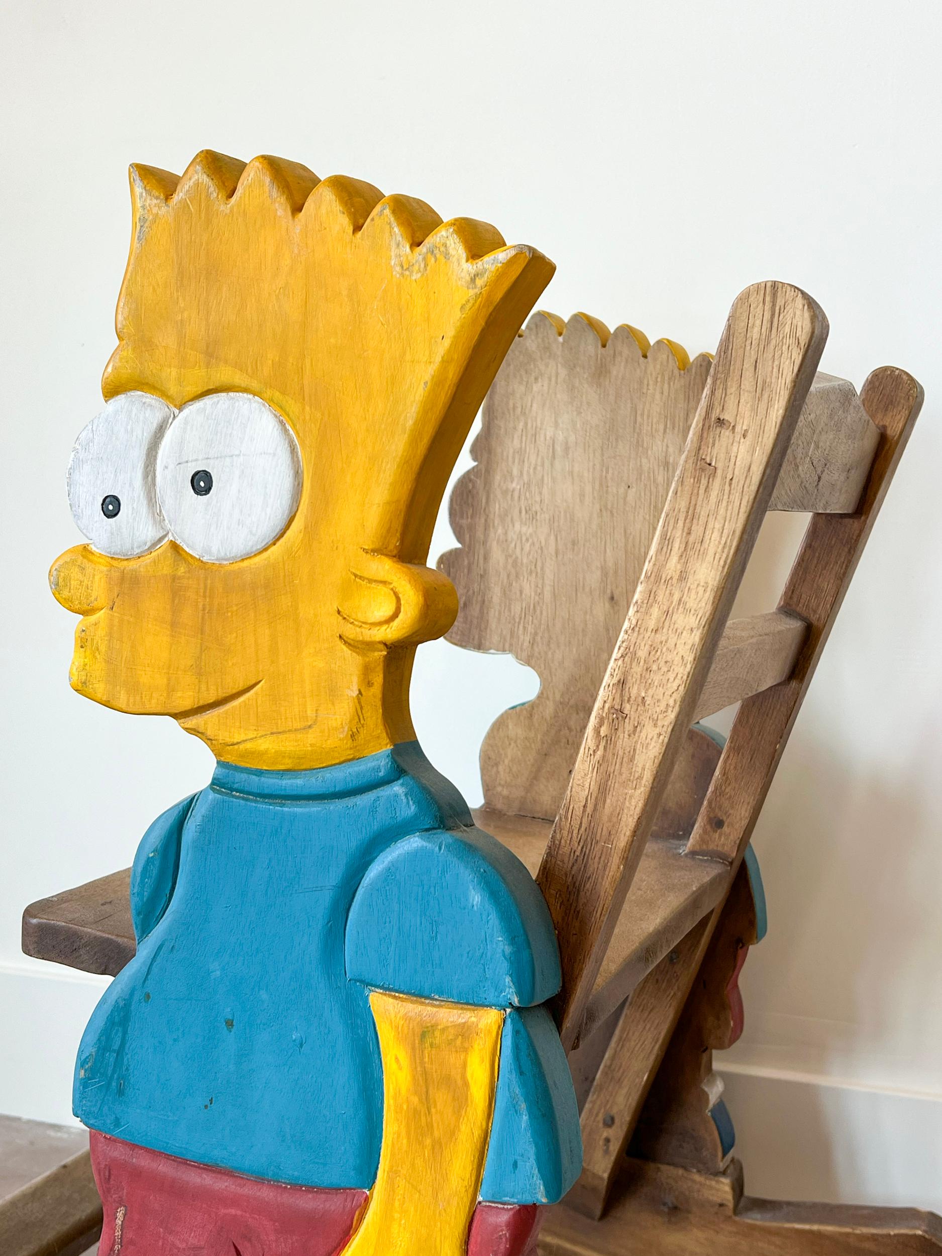 Coppia di sedie a dondolo Bart Simpson d'epoca fatte a mano e a misura di bambino In condizioni discrete in vendita a Salt Lake City, UT