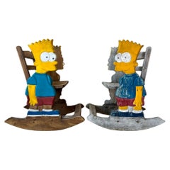 Paar handgefertigte Vintage-Schaukelstühle in Kindergröße von Bart Simpson