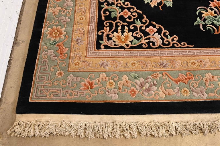 Vintage Handmade Chinese Sculpted Room Size Wool Rug For Sale at 1stDibs