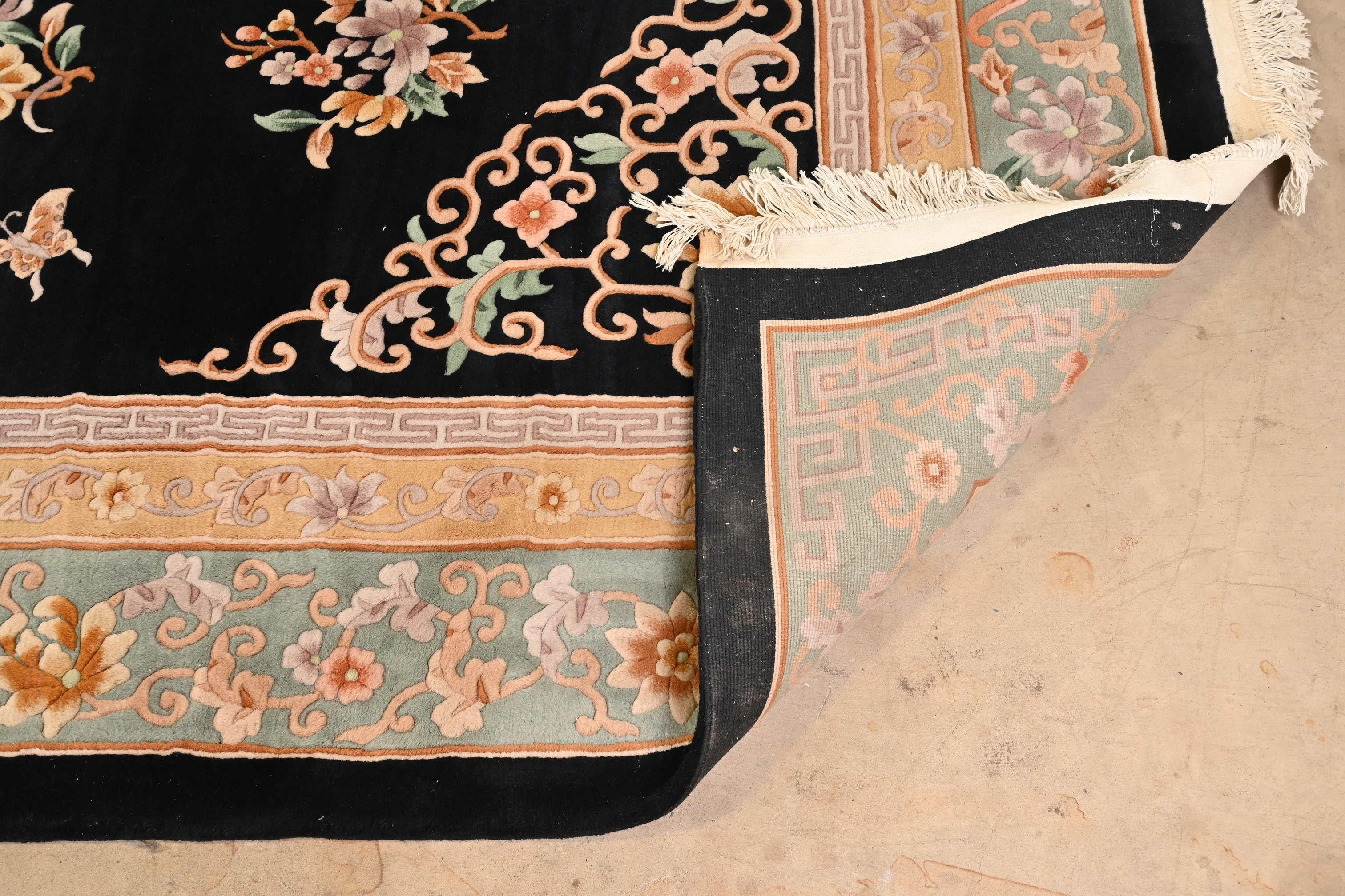 Vintage Handmade Chinese Sculpted Room Size Wool Rug 6