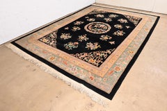 Vintage Handmade Chinese Sculpted Room Size Wool Rug