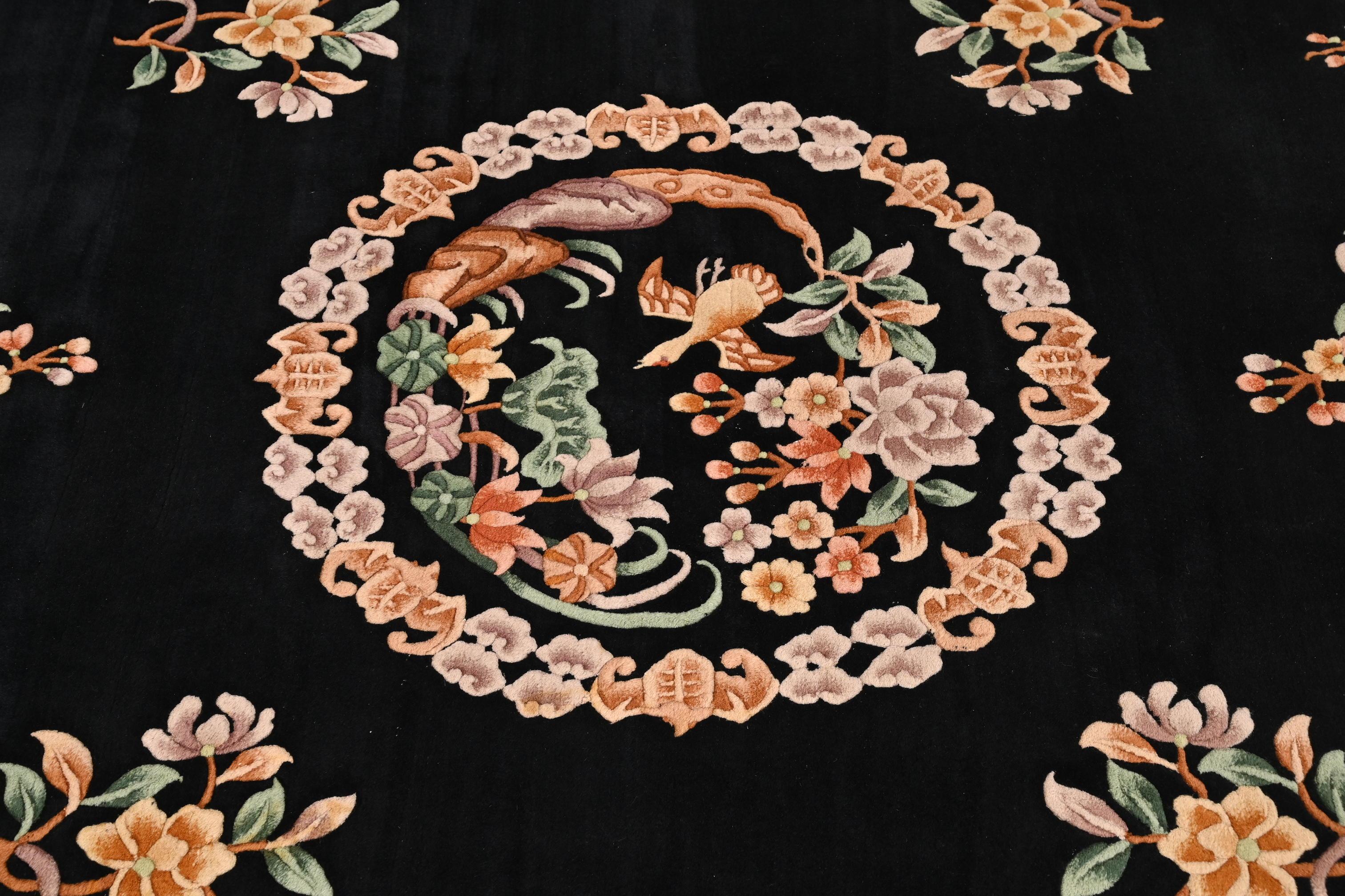 20th Century Vintage Handmade Chinese Sculpted Room Size Wool Rug